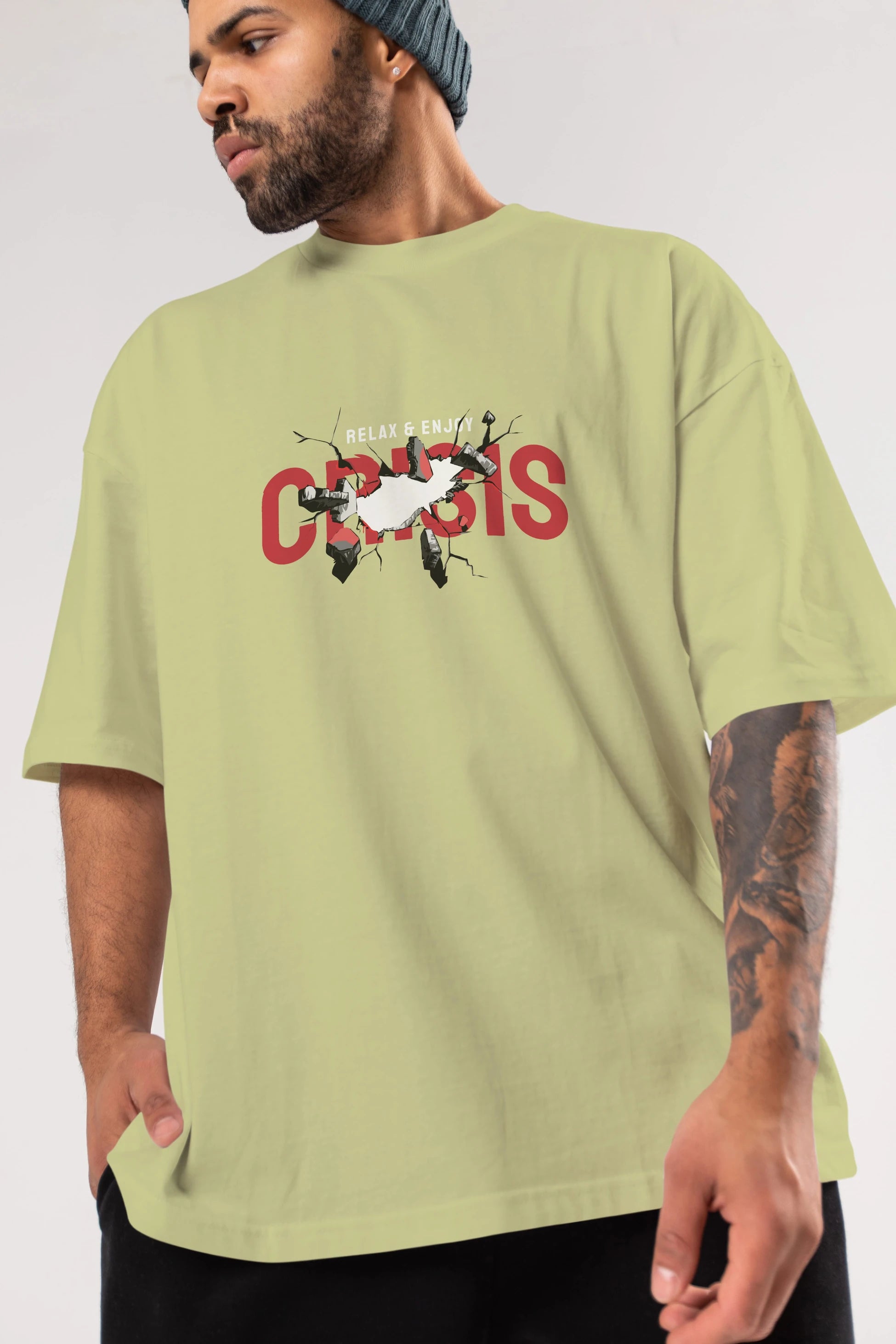Relax and Enjoy Ön Baskılı Oversize t-shirt Erkek Kadın Unisex