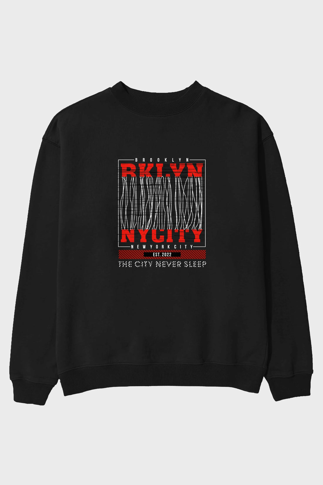 Brooklyn New York City Ön Baskılı Oversize Sweatshirt Erkek Kadın Unisex