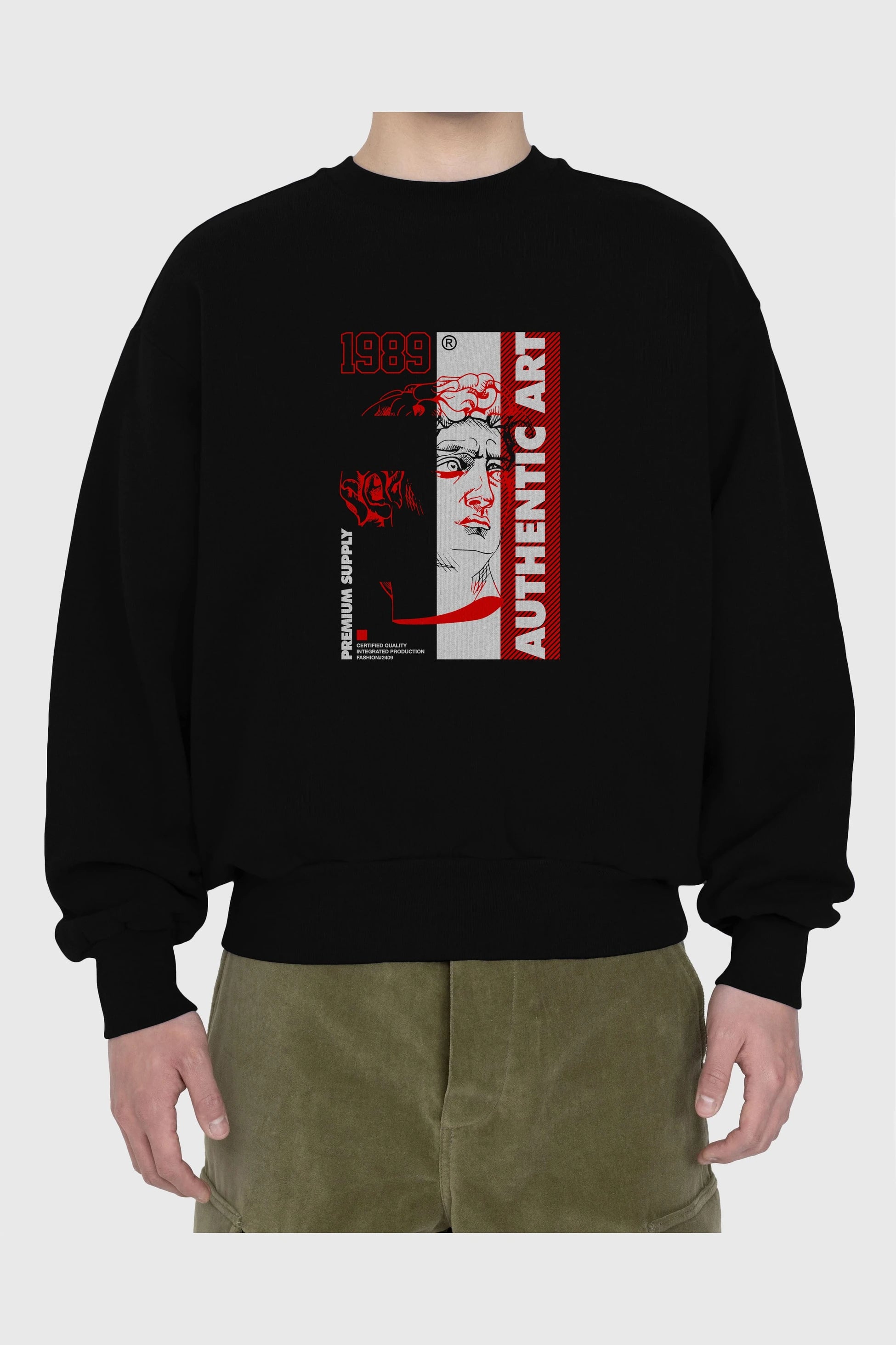 Authentic Art Ön Baskılı Oversize Sweatshirt Erkek Kadın Unisex