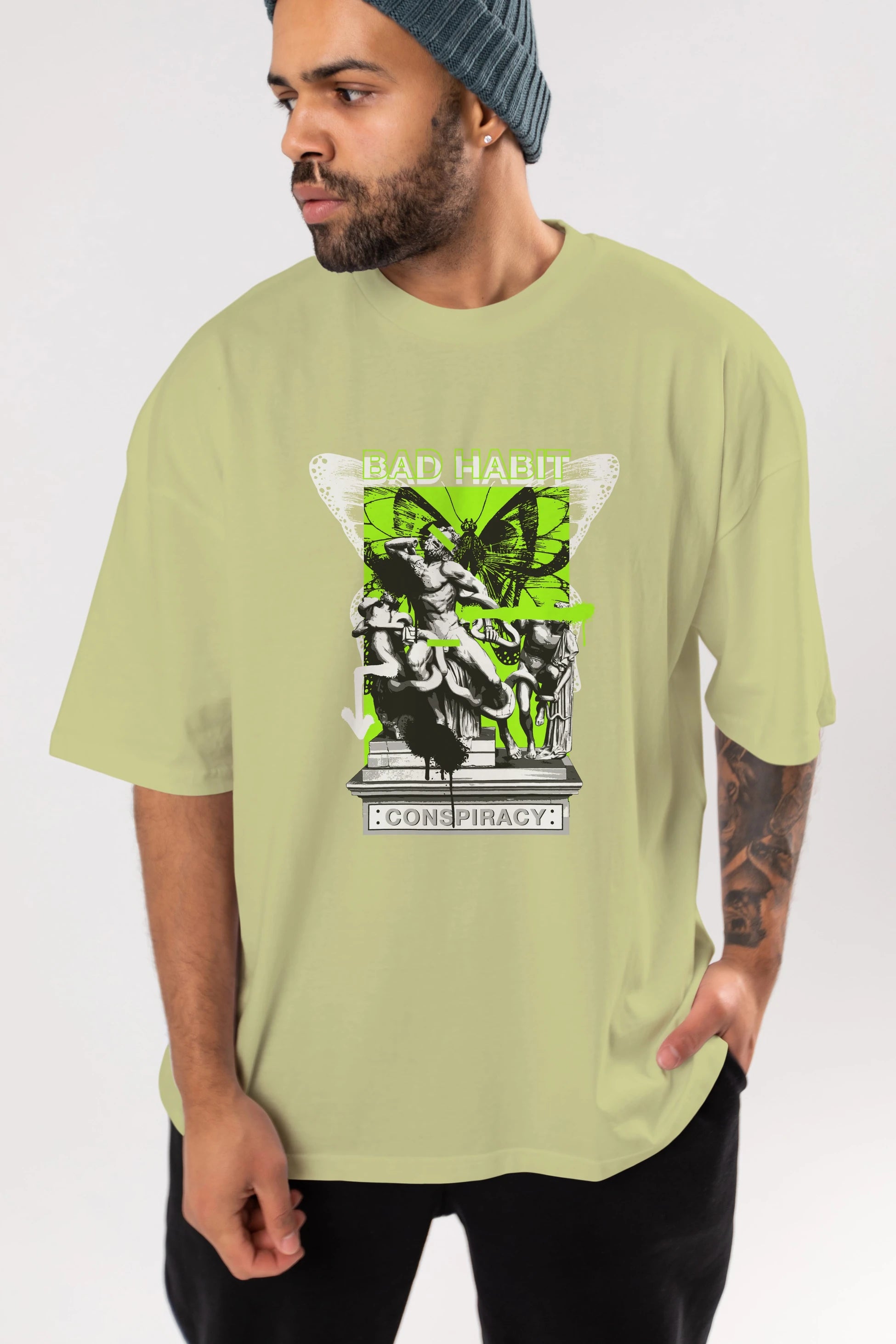 Bad Habit Ön Baskılı Oversize t-shirt Erkek Kadın Unisex