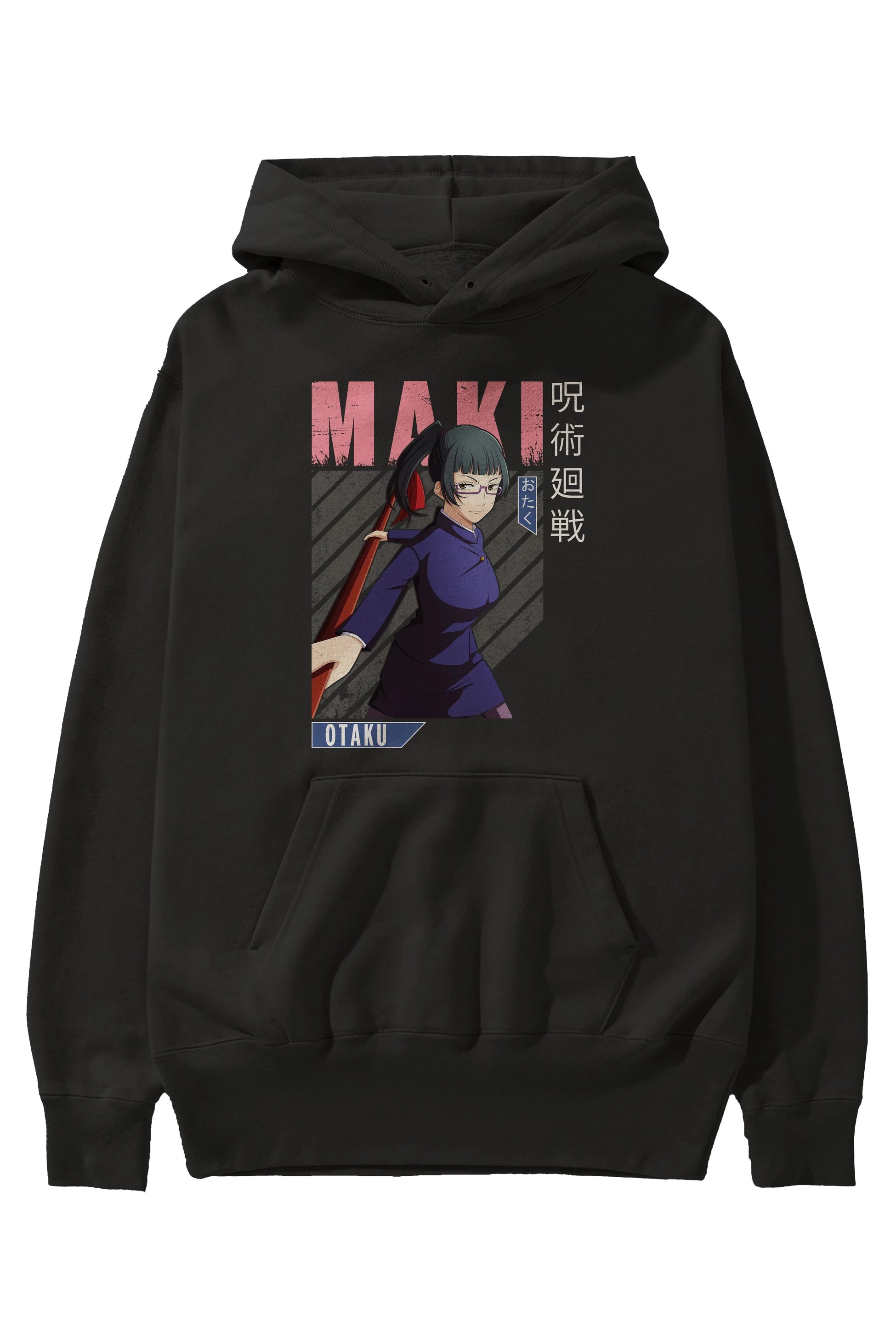 Maki Zenin CHAINSAWMAN Anime Ön Baskılı Hoodie Oversize Kapüşonlu Sweatshirt Erkek Kadın Unisex