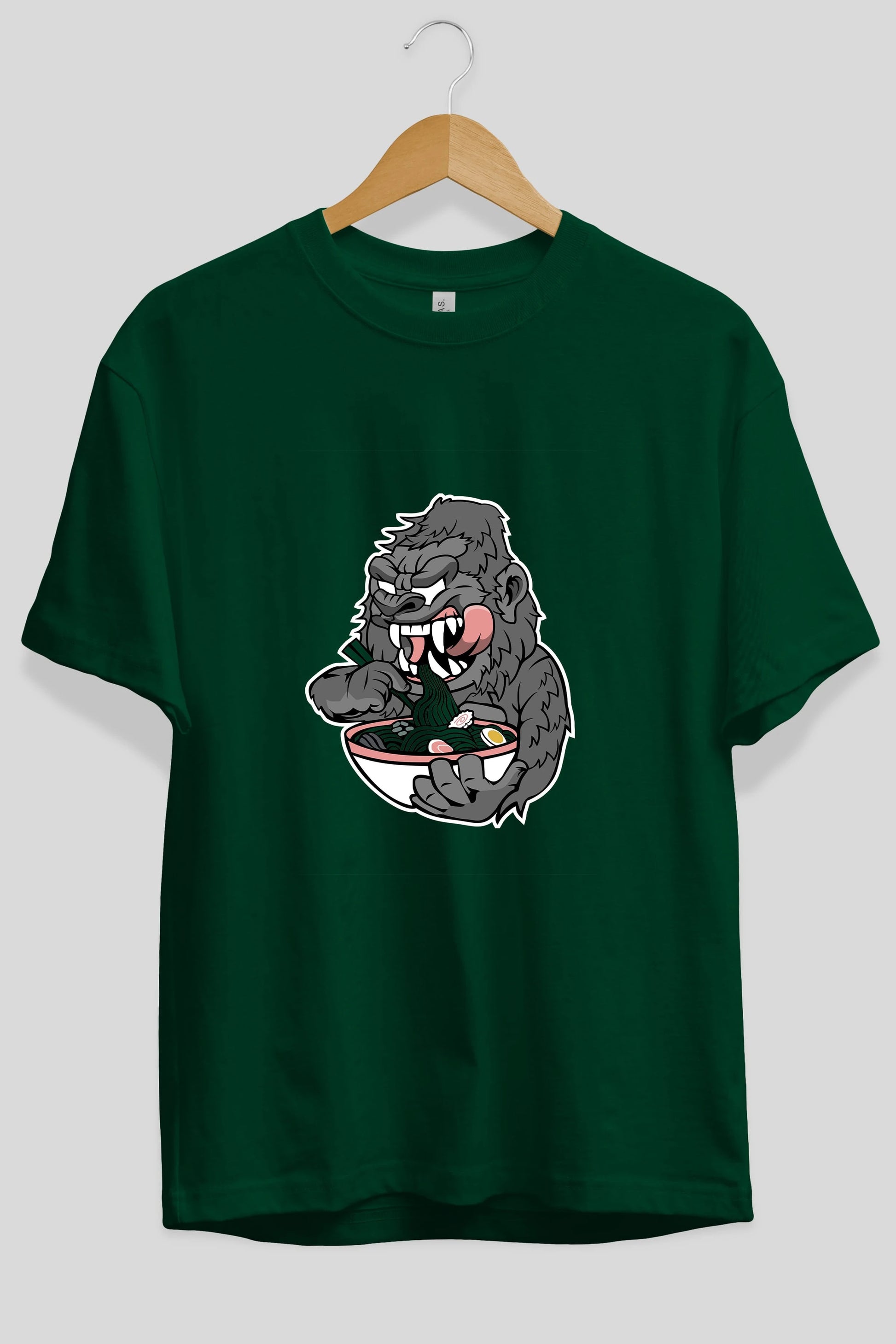 Big Gorilla Ramen Ön Baskılı Oversize t-shirt Erkek Kadın Unisex %100 Pamuk tişort