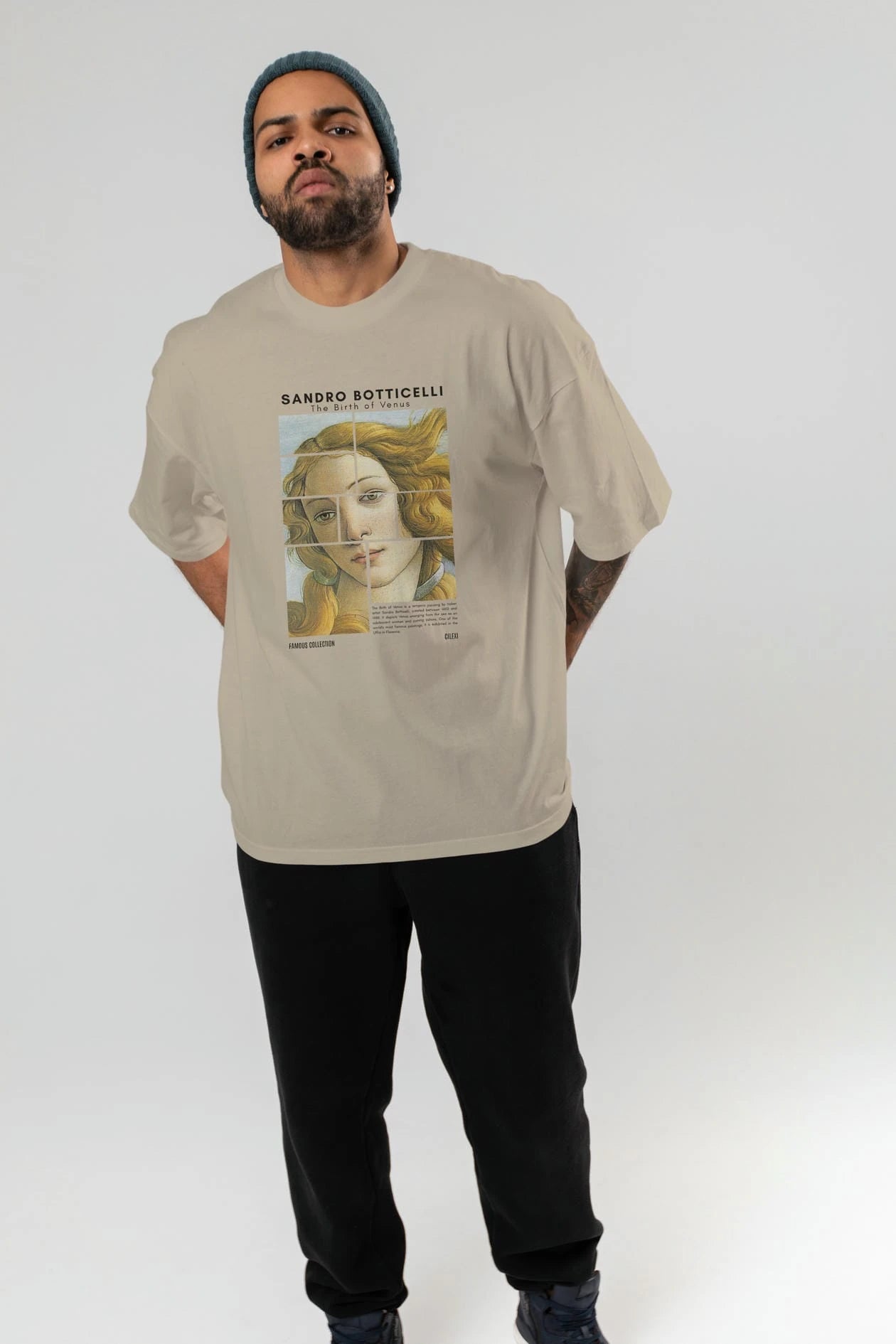 Sandro Botticelli ön Baskılı Oversize t-shirt Erkek Kadın Bisiklet Yaka Pamuk tişort