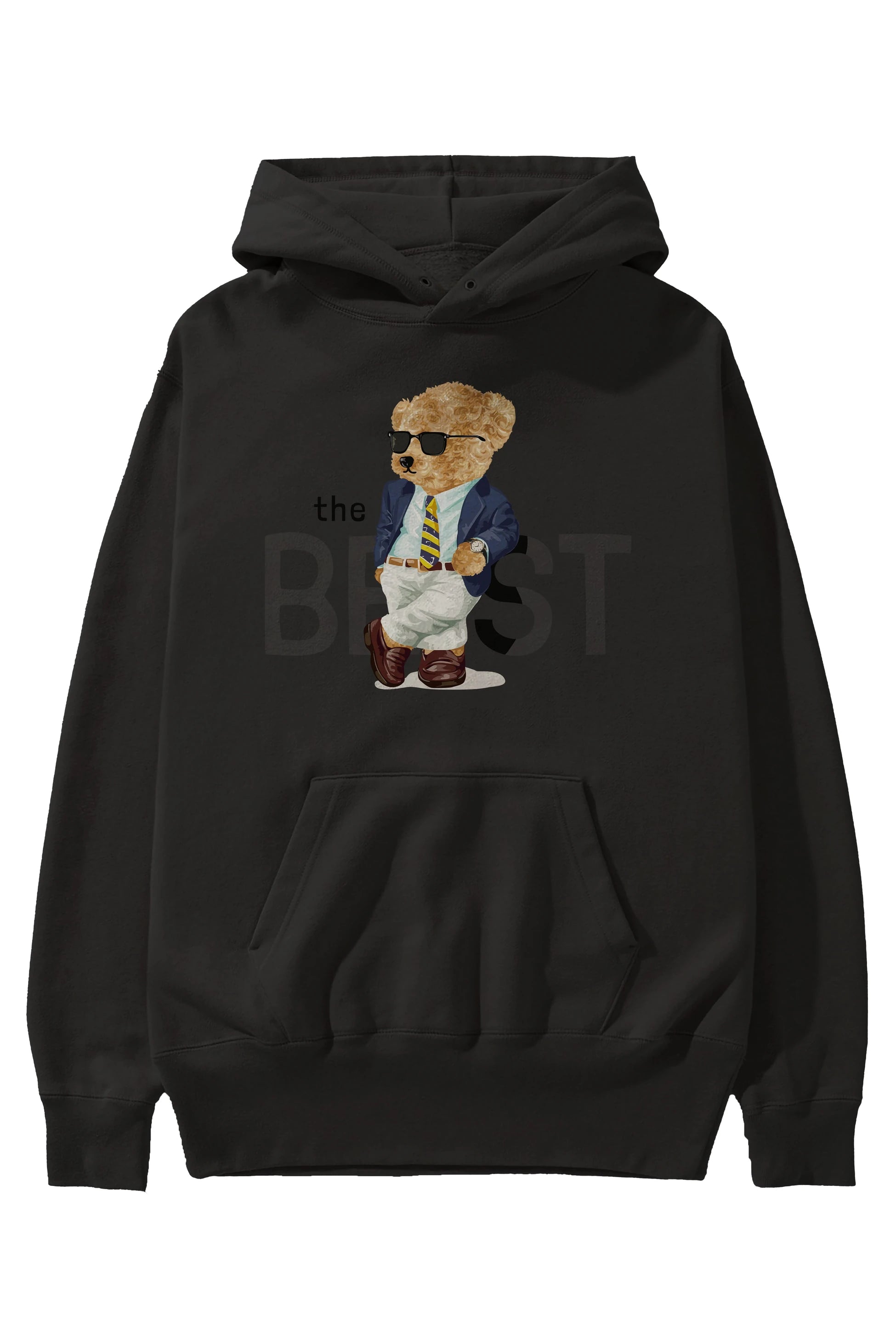 Teddy Bear The Best Ön Baskılı Hoodie Oversize Kapüşonlu Sweatshirt Erkek Kadın Unisex