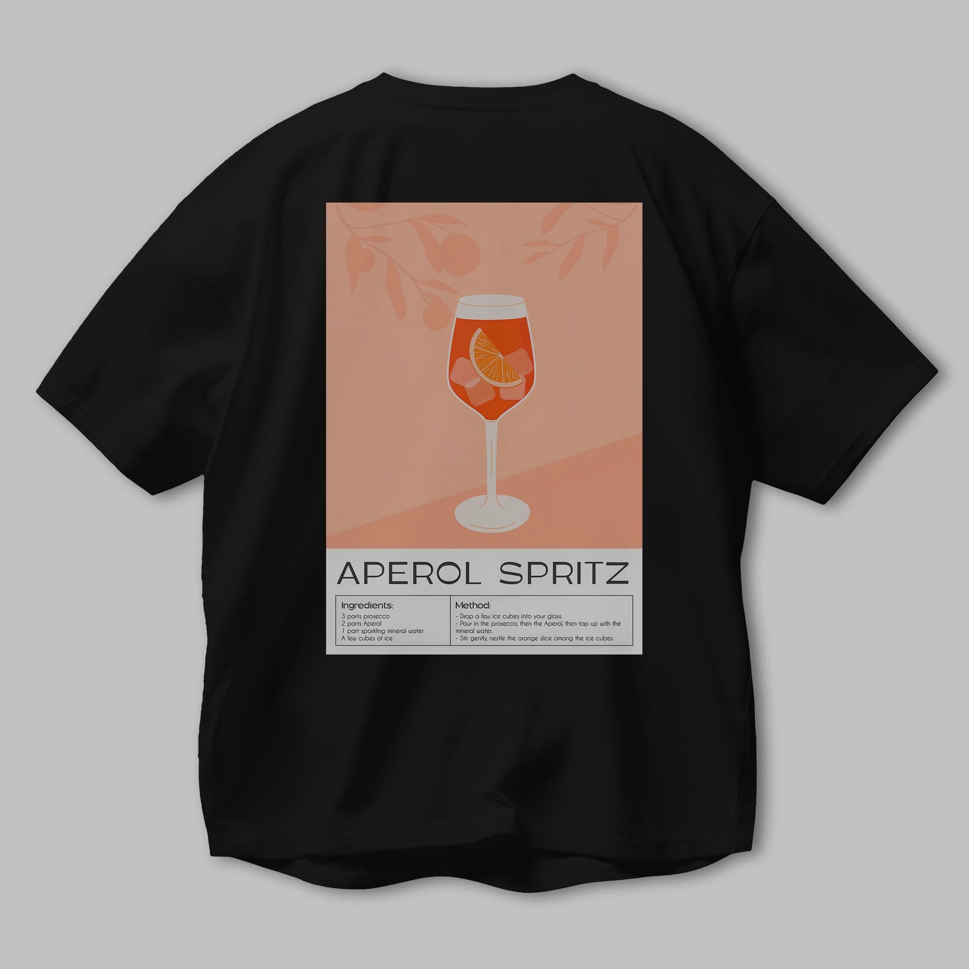Aperol Spritz 7 Arka Baskılı Oversize t-shirt Erkek Kadın Unisex %100 Pamuk Bisiklet Yaka tişort