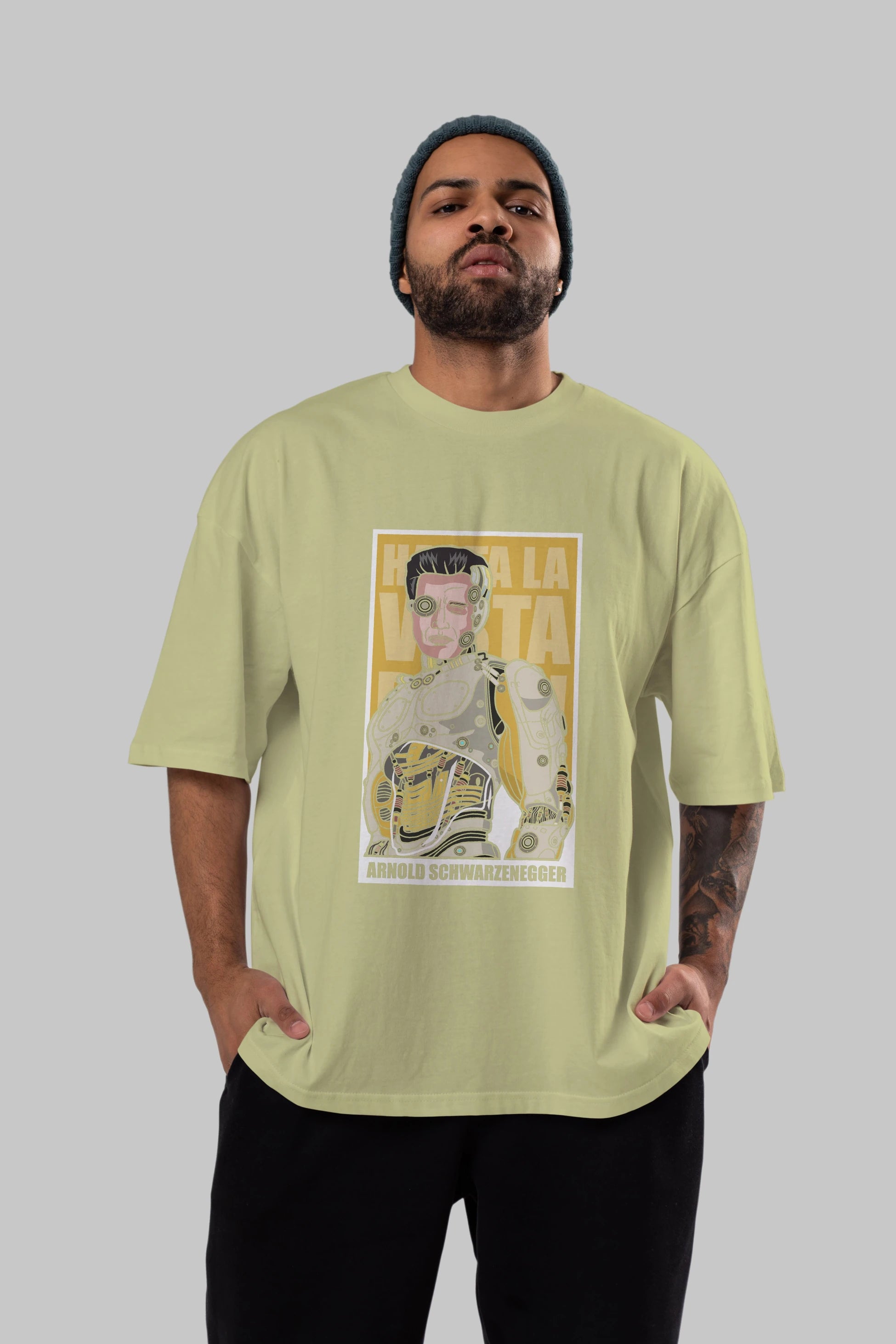 Arnold Robot Human Ön Baskılı Oversize t-shirt Erkek Kadın Unisex %100 Pamuk tişort