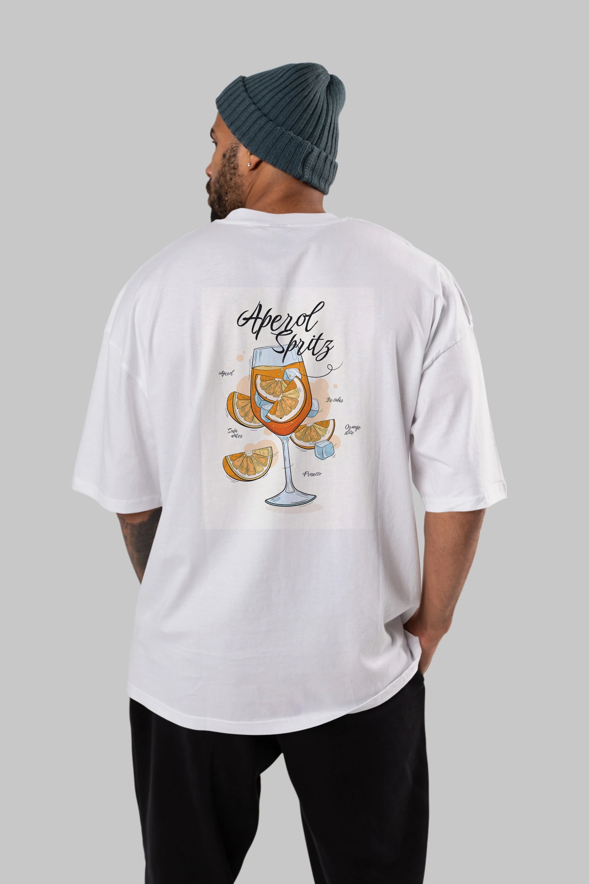 Aperol Spritz 6 Arka Baskılı Oversize t-shirt Erkek Kadın Unisex %100 Pamuk Bisiklet Yaka tişort