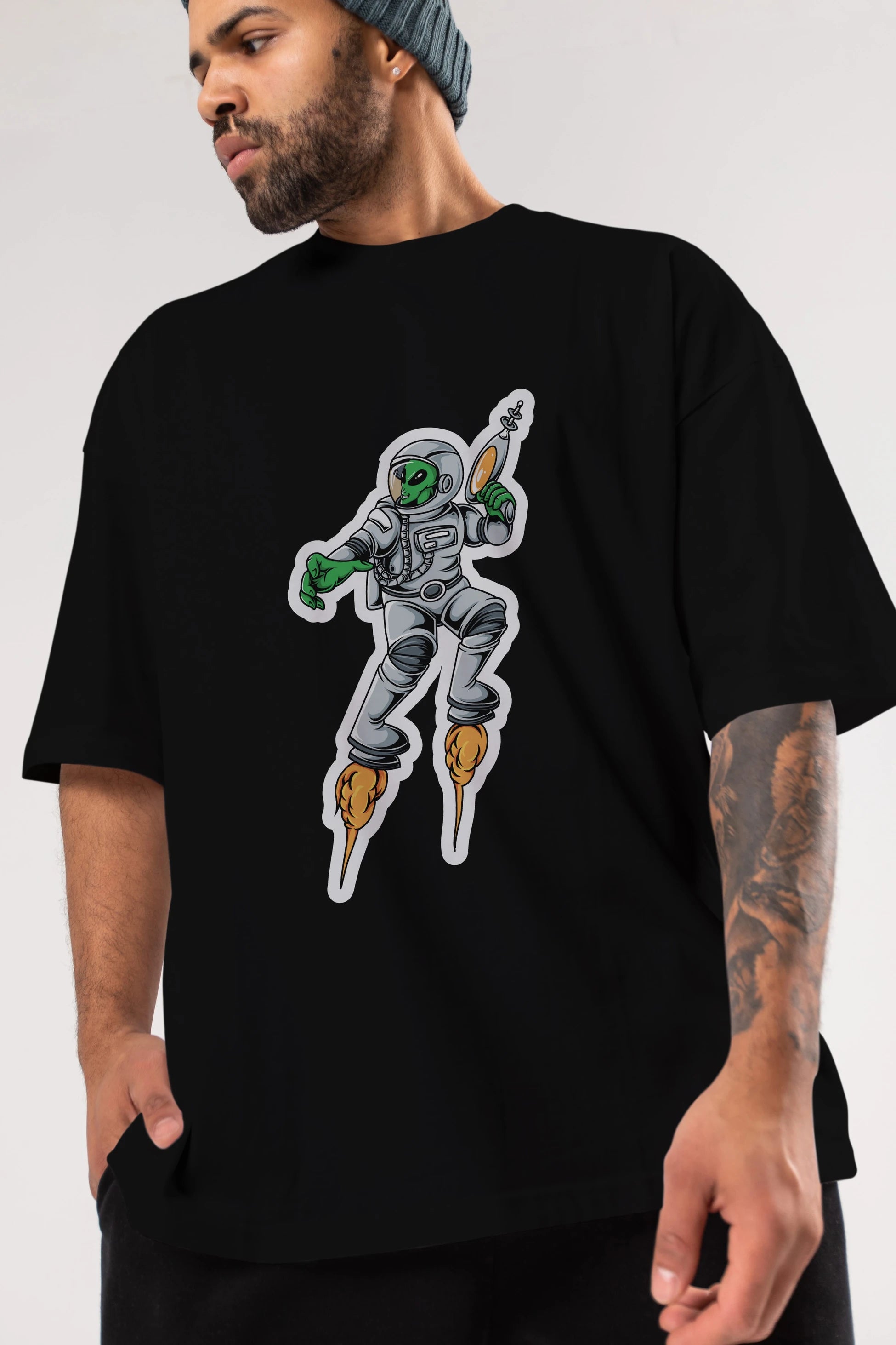 Alien Wars Sticker Ön Baskılı Oversize t-shirt Erkek Kadın Unisex
