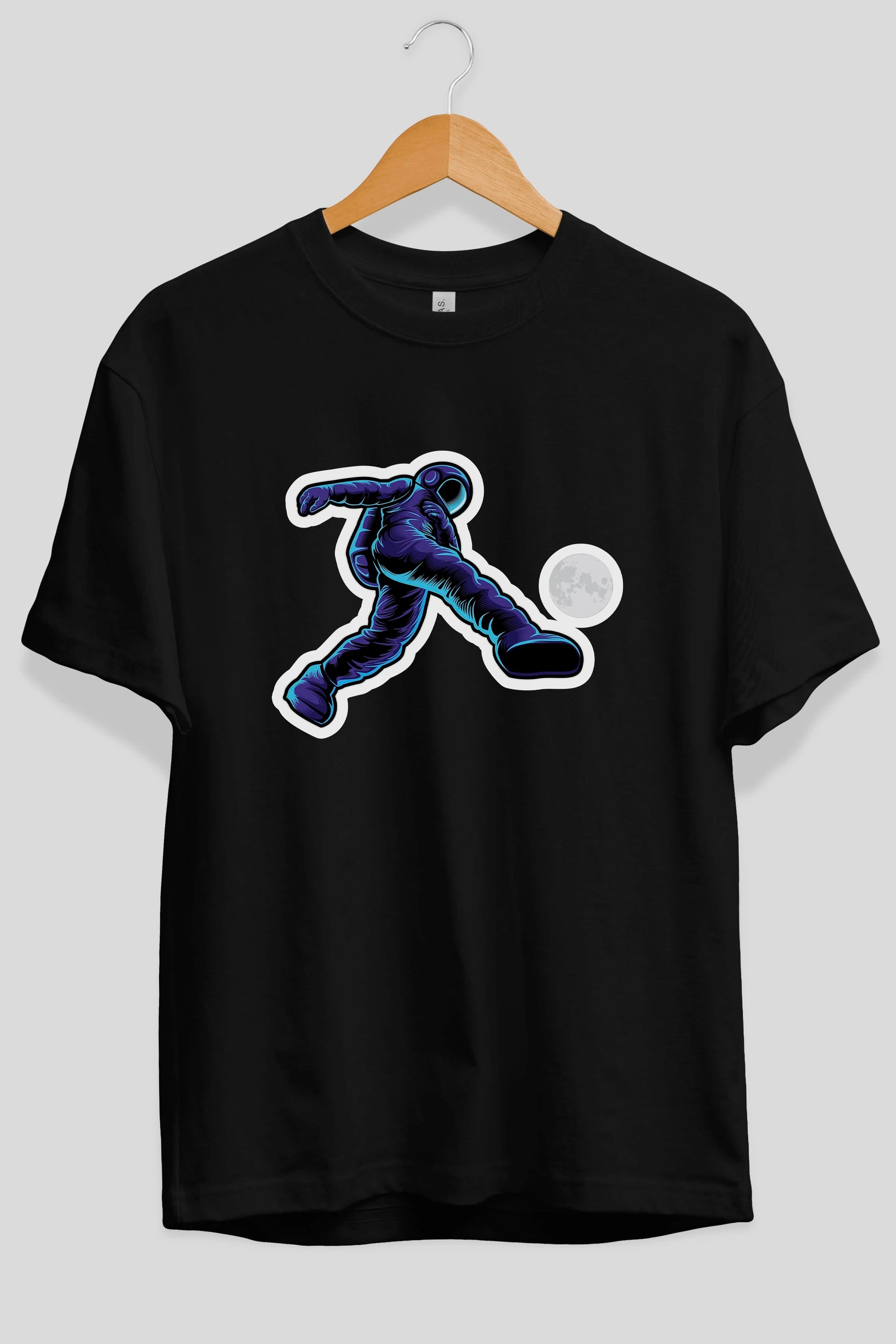 Astroball in Space Sticker Ön Baskılı Oversize t-shirt Erkek Kadın Unisex