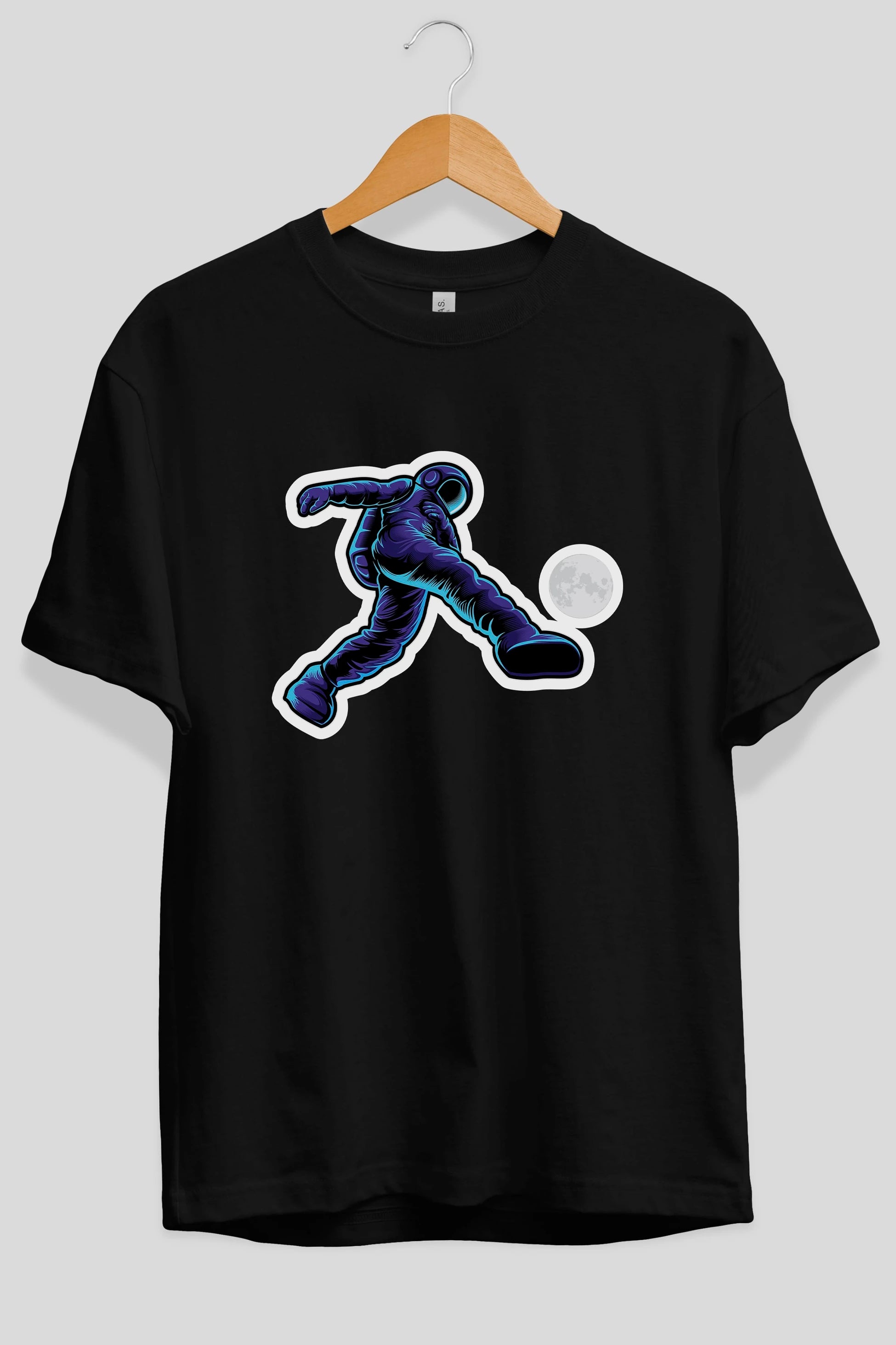Astroball in Space Sticker Ön Baskılı Oversize t-shirt Erkek Kadın Unisex
