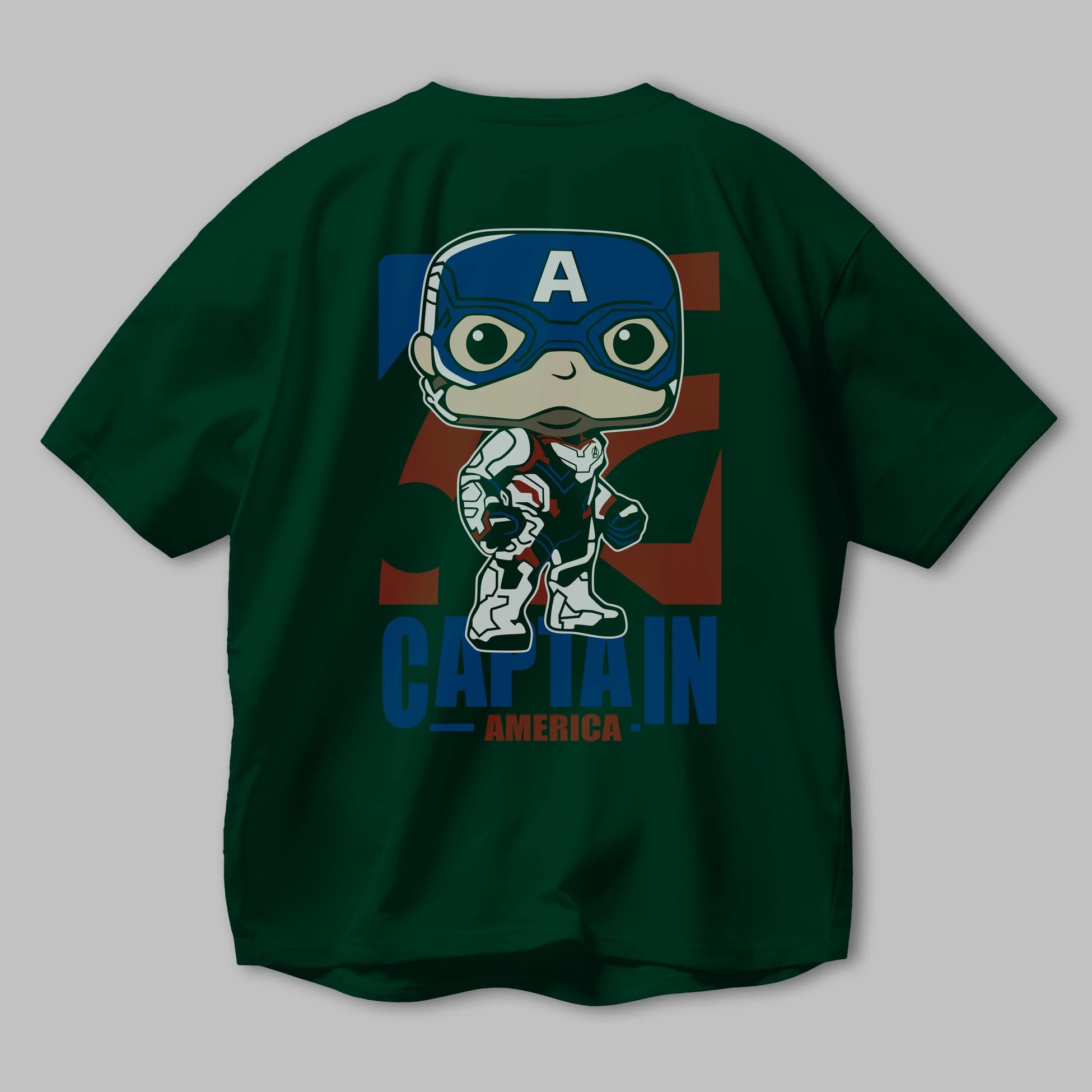 Captain America Arka Baskılı Oversize t-shirt Erkek Kadın Unisex %100 Pamuk Bisiklet Yaka tişort