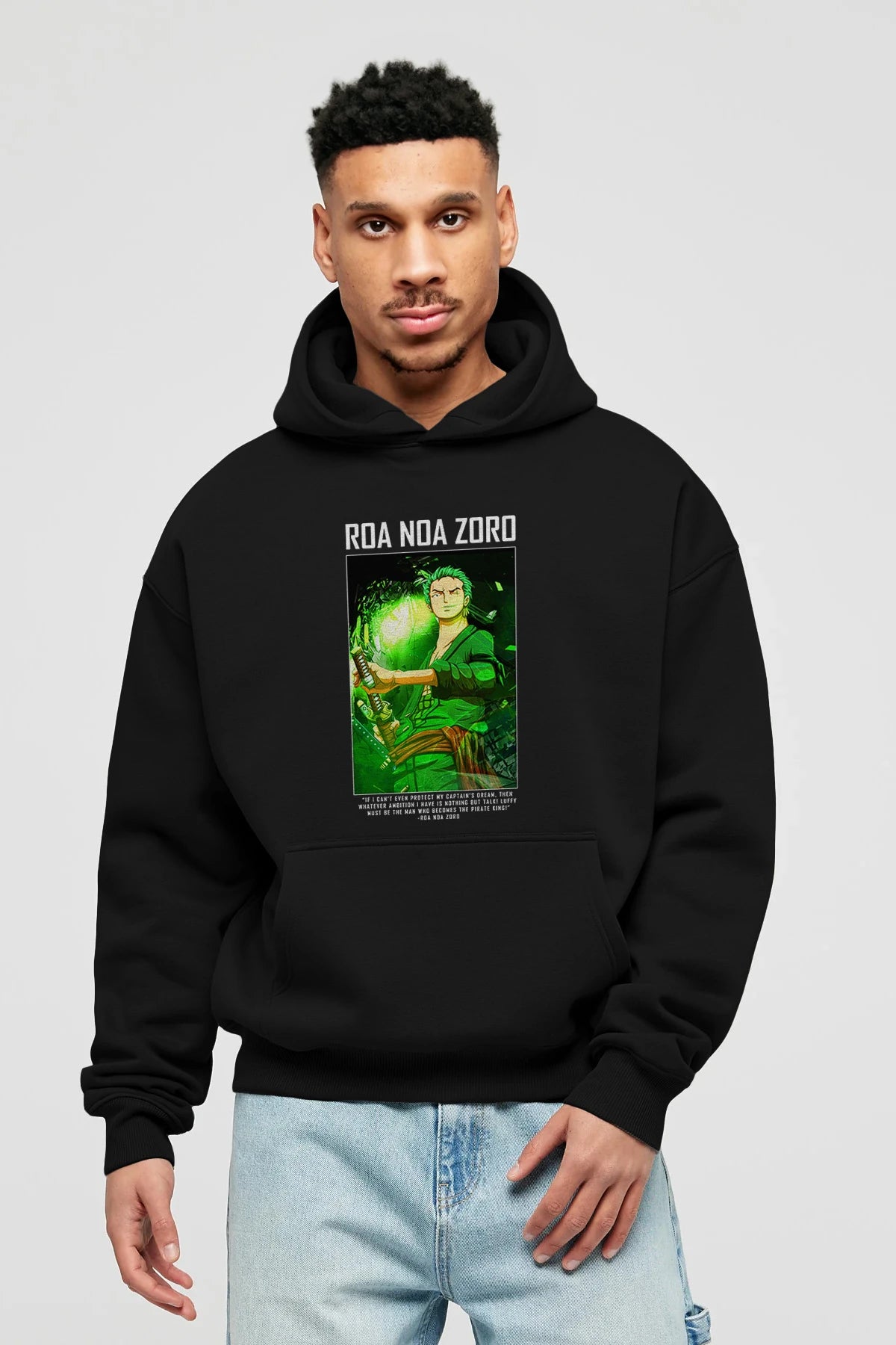 Roronoa Zoro 5 Anime Ön Baskılı Hoodie Oversize Kapüşonlu Sweatshirt Erkek Kadın Unisex