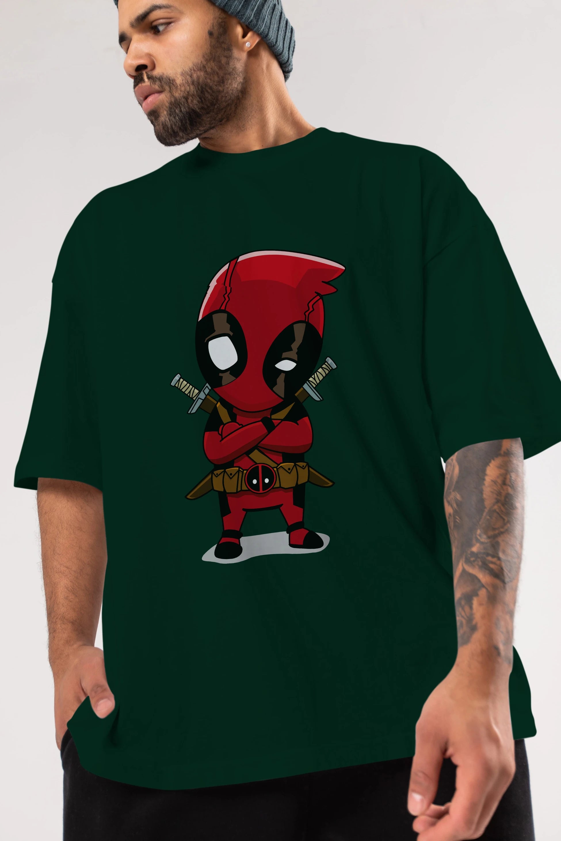 Deadpool (19) Ön Baskılı Oversize t-shirt Erkek Kadın Unisex %100 Pamuk Bisiklet Yaka tişort