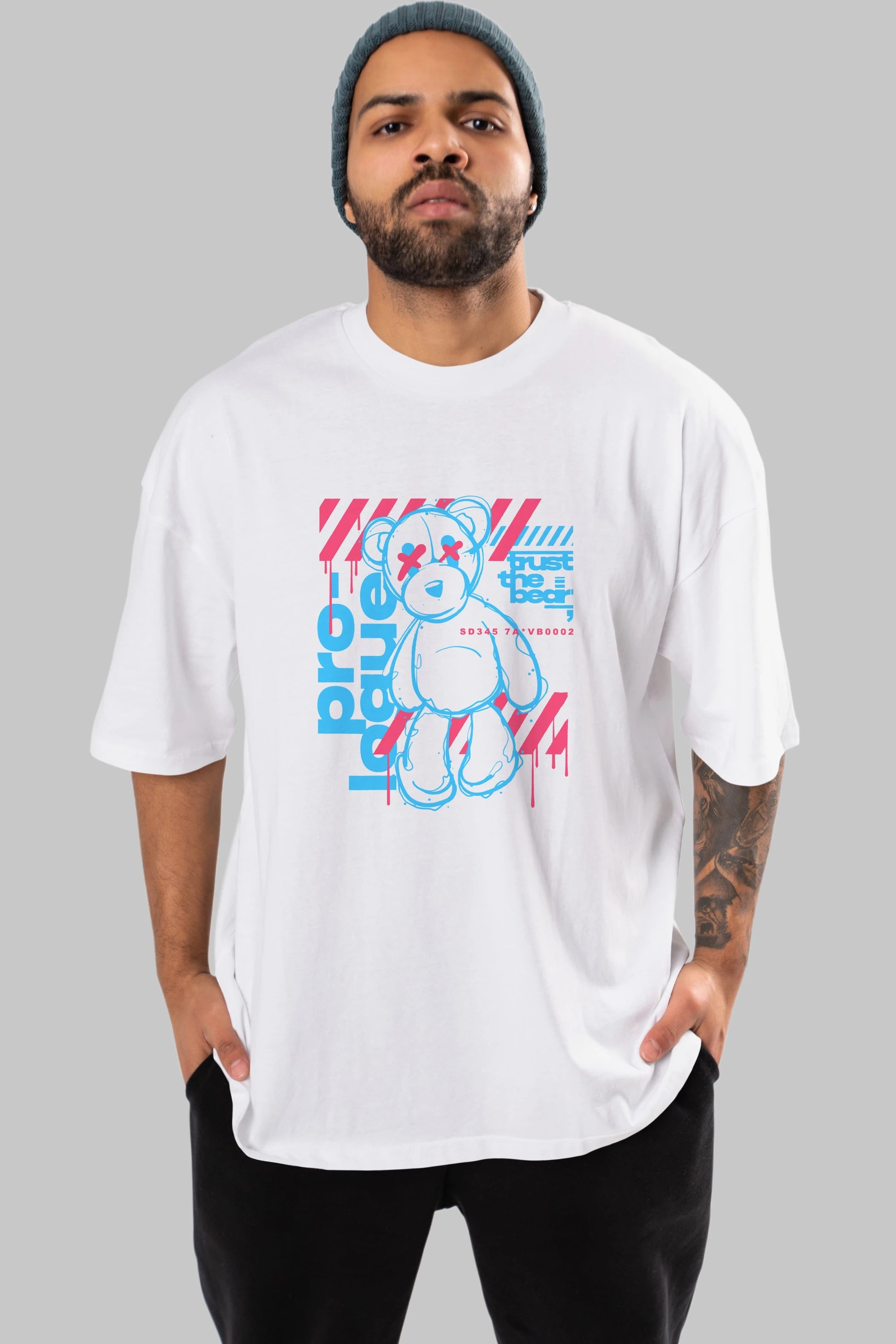 Trust The Bear Ön Baskılı Oversize t-shirt Erkek Kadın Unisex