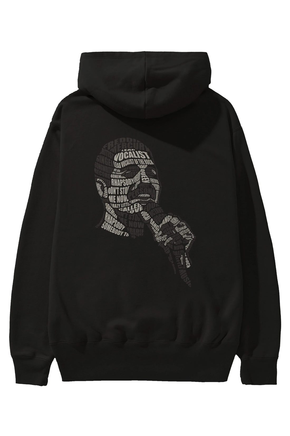 Freddy Mercuri Calligram Arka Baskılı Hoodie Oversize Kapüşonlu Sweatshirt Erkek Kadın Unisex