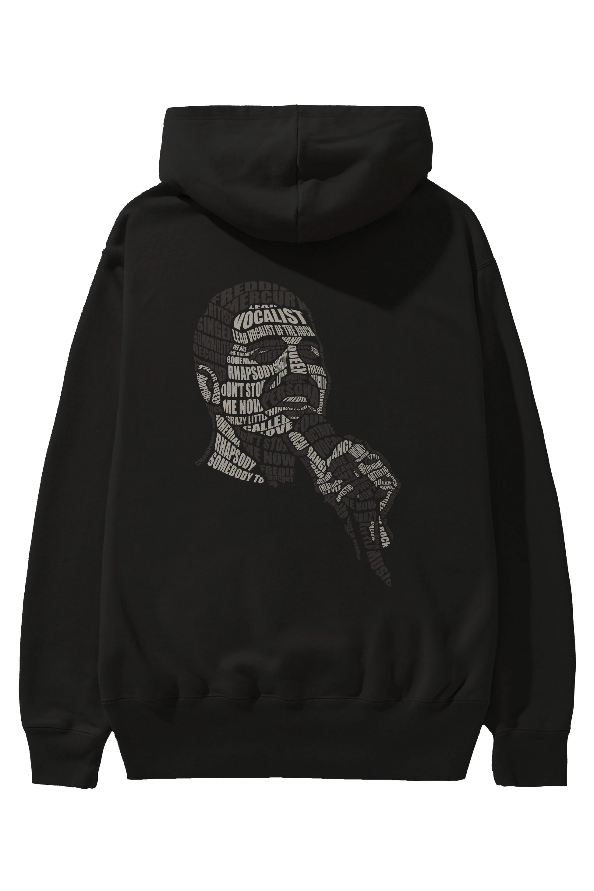 Freddy Mercuri Calligram Arka Baskılı Hoodie Oversize Kapüşonlu Sweatshirt Erkek Kadın Unisex