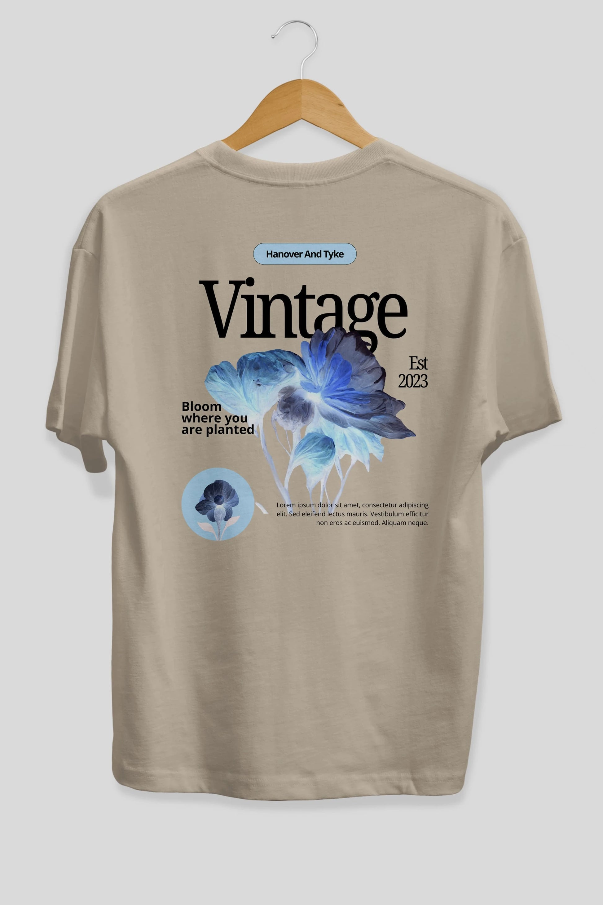 Vintage Çiçek Arka Baskılı Oversize t-shirt Erkek Kadın Unisex