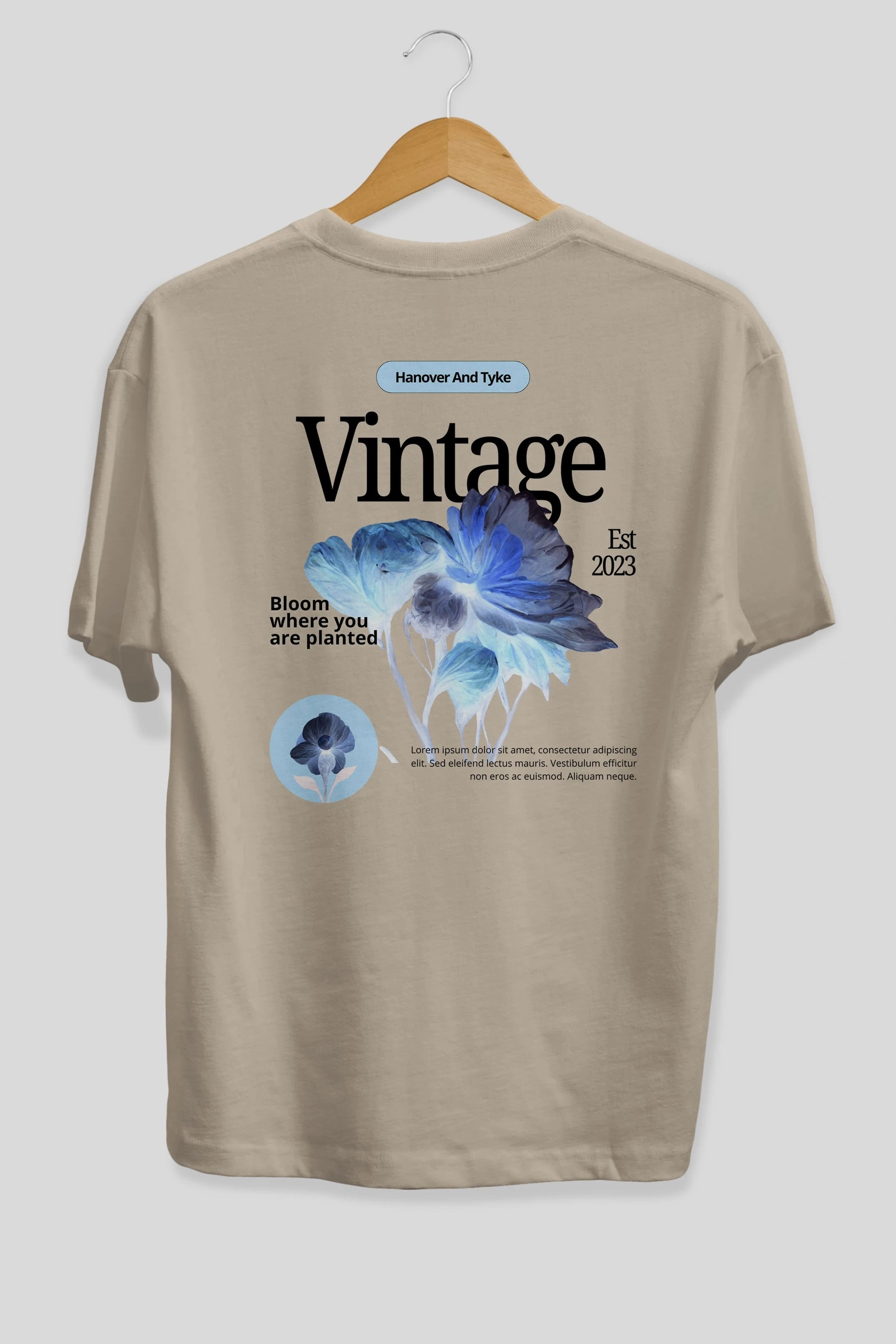Vintage Çiçek Arka Baskılı Oversize t-shirt Erkek Kadın Unisex
