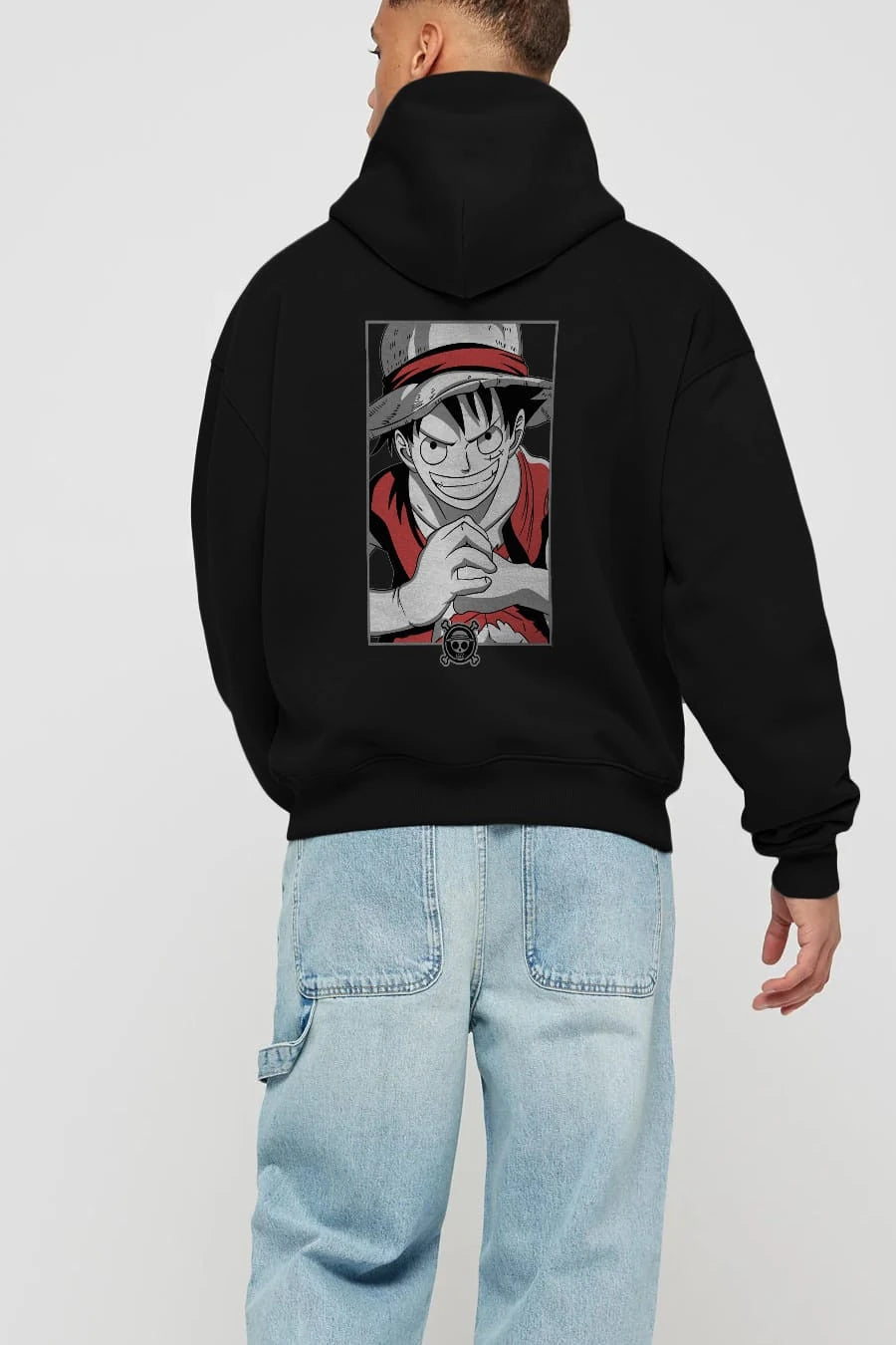 LUFF D. MONKEY OnePiece Anime Arka Baskılı Hoodie Oversize Kapüşonlu Sweatshirt Erkek Kadın Unisex