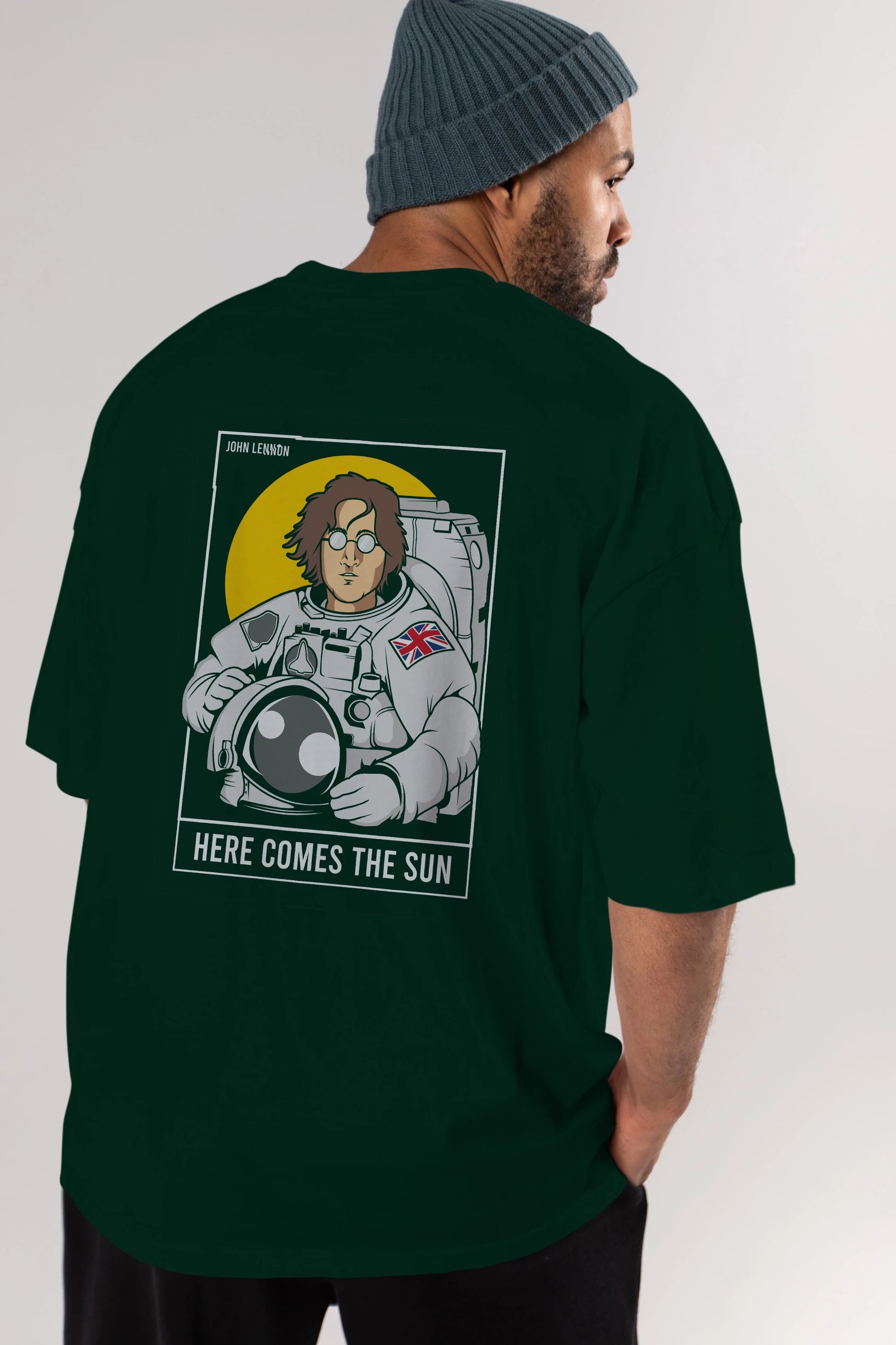 John Lennon Astronot Arka Baskılı Oversize t-shirt Erkek Kadın Unisex %100 Pamuk tişort
