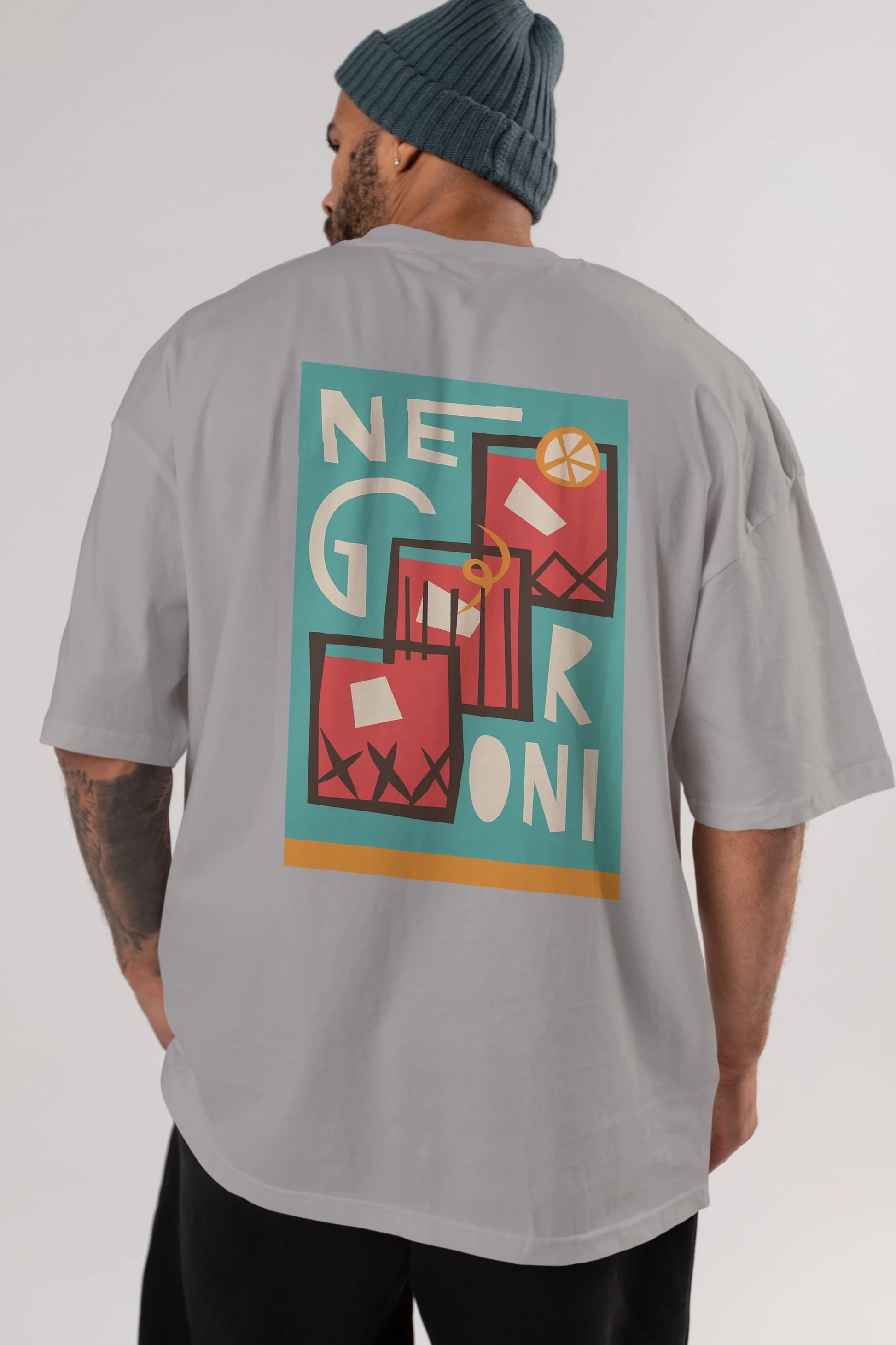 Negroni 3 Arka Baskılı Oversize t-shirt Erkek Kadın Unisex %100 Pamuk Bisiklet Yaka tişort