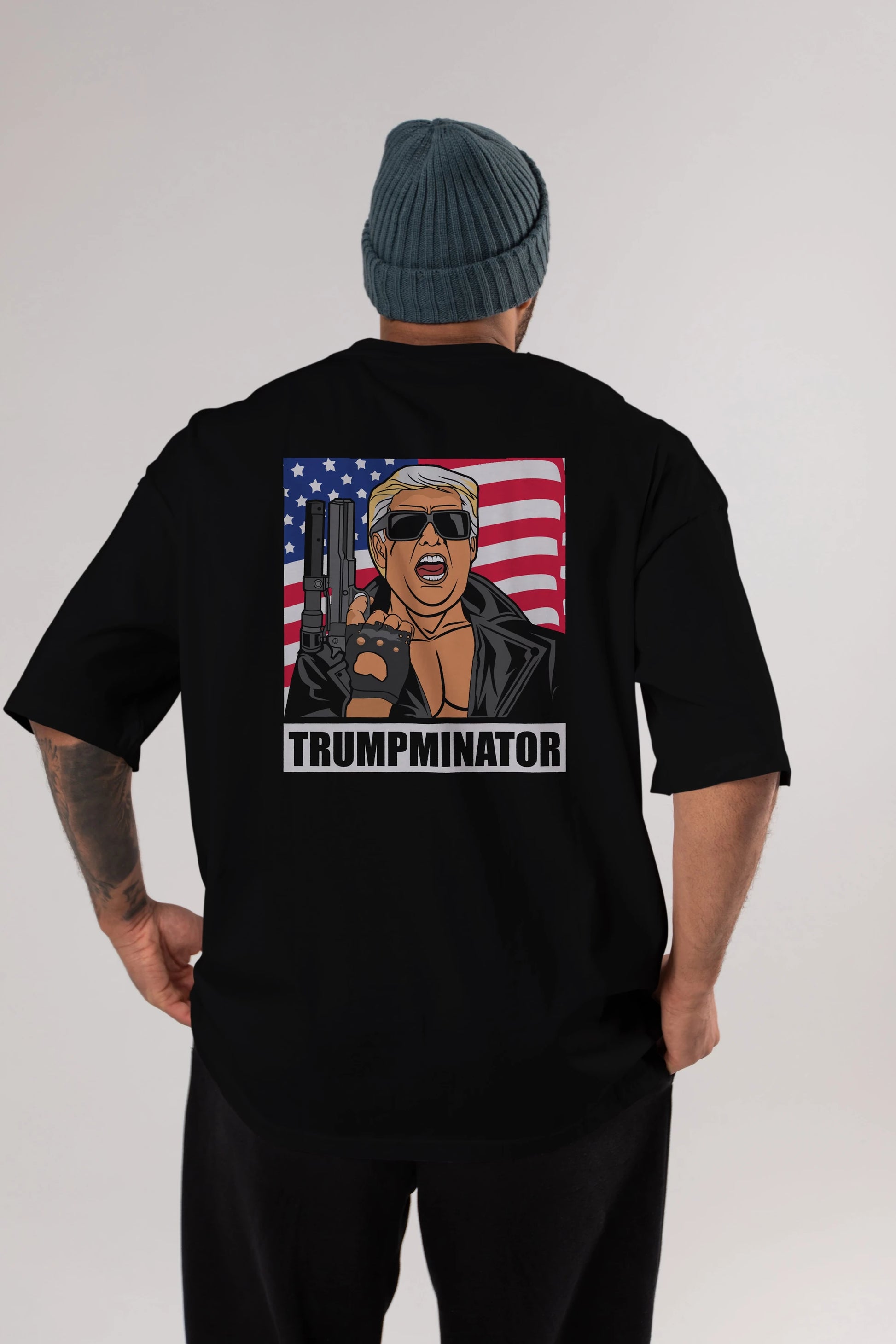 Trumpminator Arka Baskılı Oversize t-shirt Erkek Kadın Unisex %100 Pamuk tişort