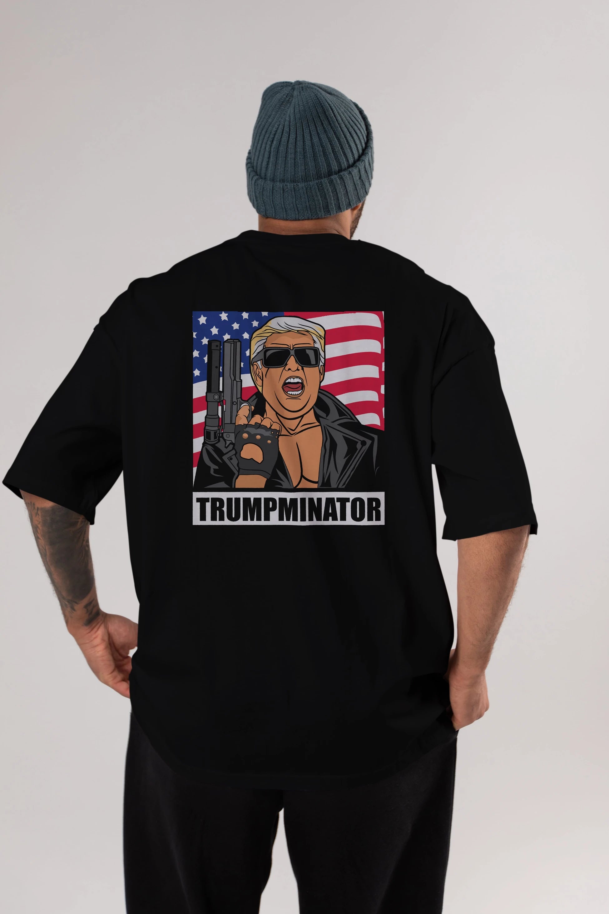 Trumpminator Arka Baskılı Oversize t-shirt Erkek Kadın Unisex %100 Pamuk tişort