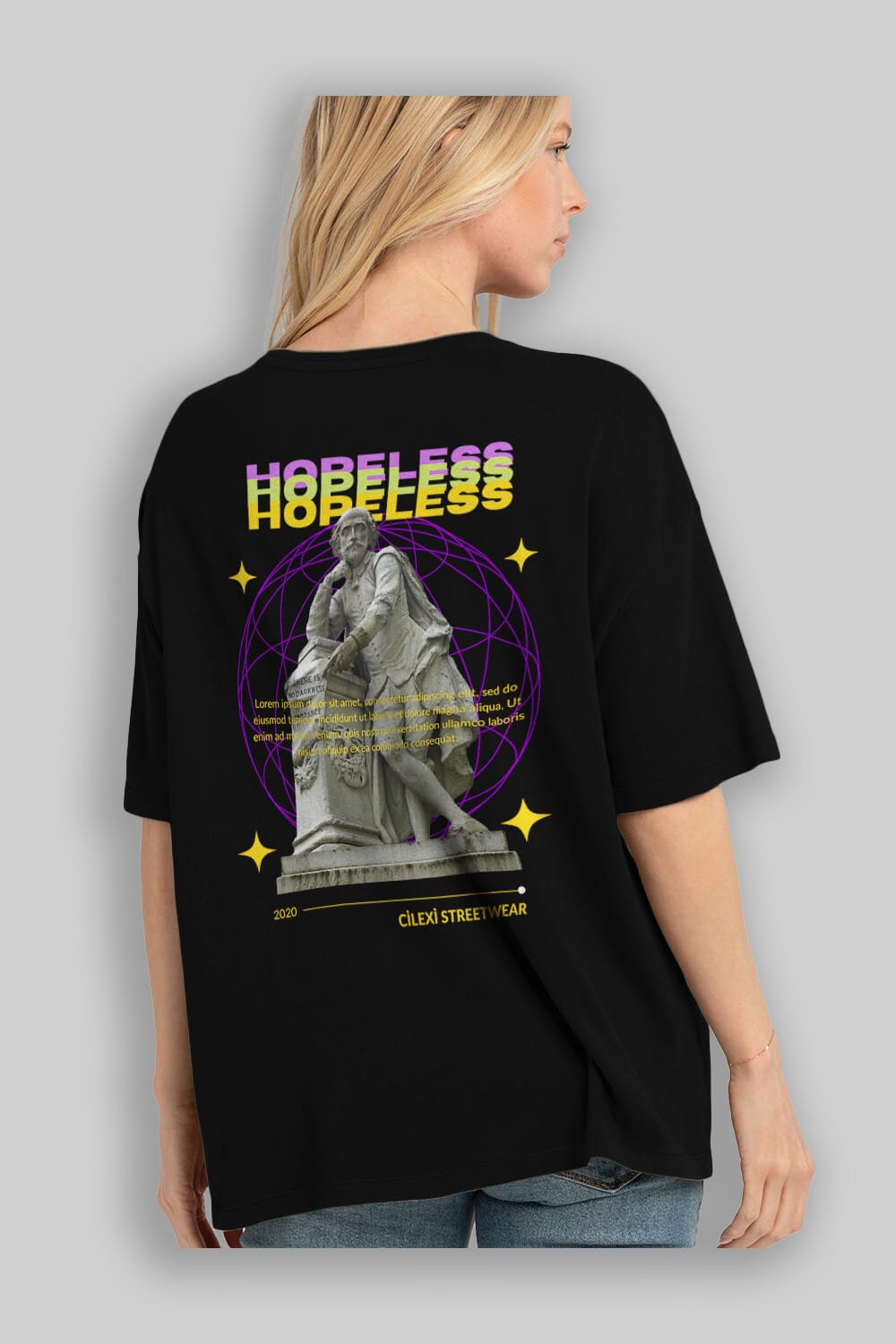 Hopeless Arka Baskılı Oversize t-shirt Erkek Kadın Unisex