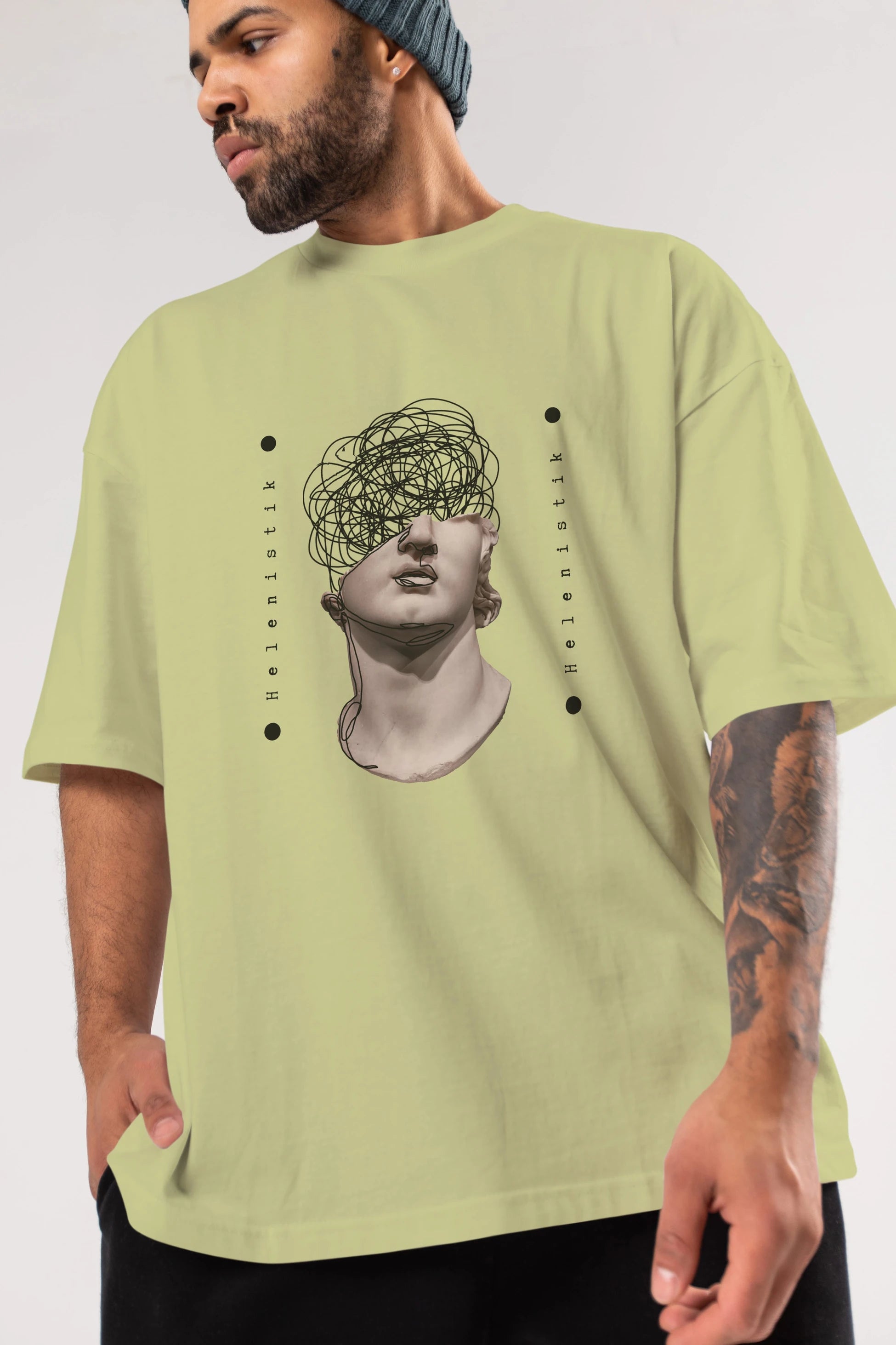 Heykel 2 Ön Baskılı Oversize t-shirt Erkek Kadın Unisex