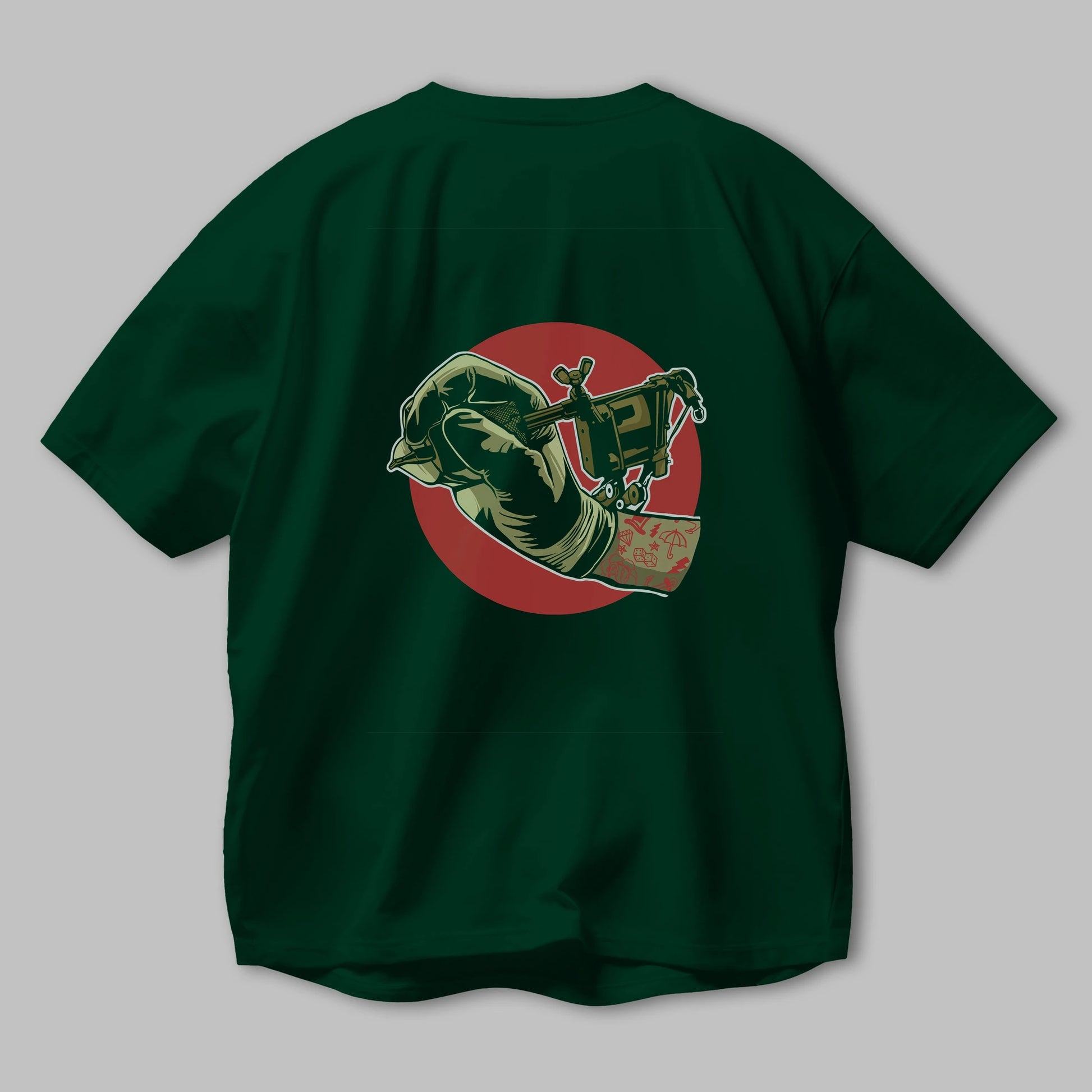 Tattoo Machine ] Arka Baskılı Oversize t-shirt Erkek Kadın Unisex %100 Pamuk