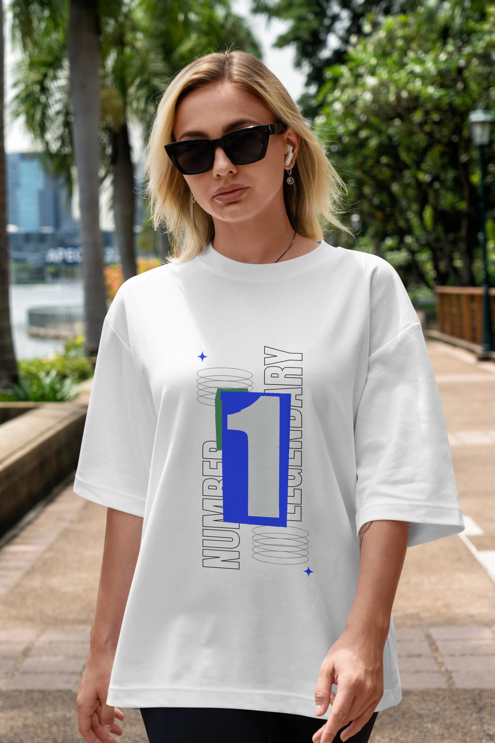 Number 1 Yazılı Ön Baskılı Oversize t-shirt Erkek Kadın Unisex