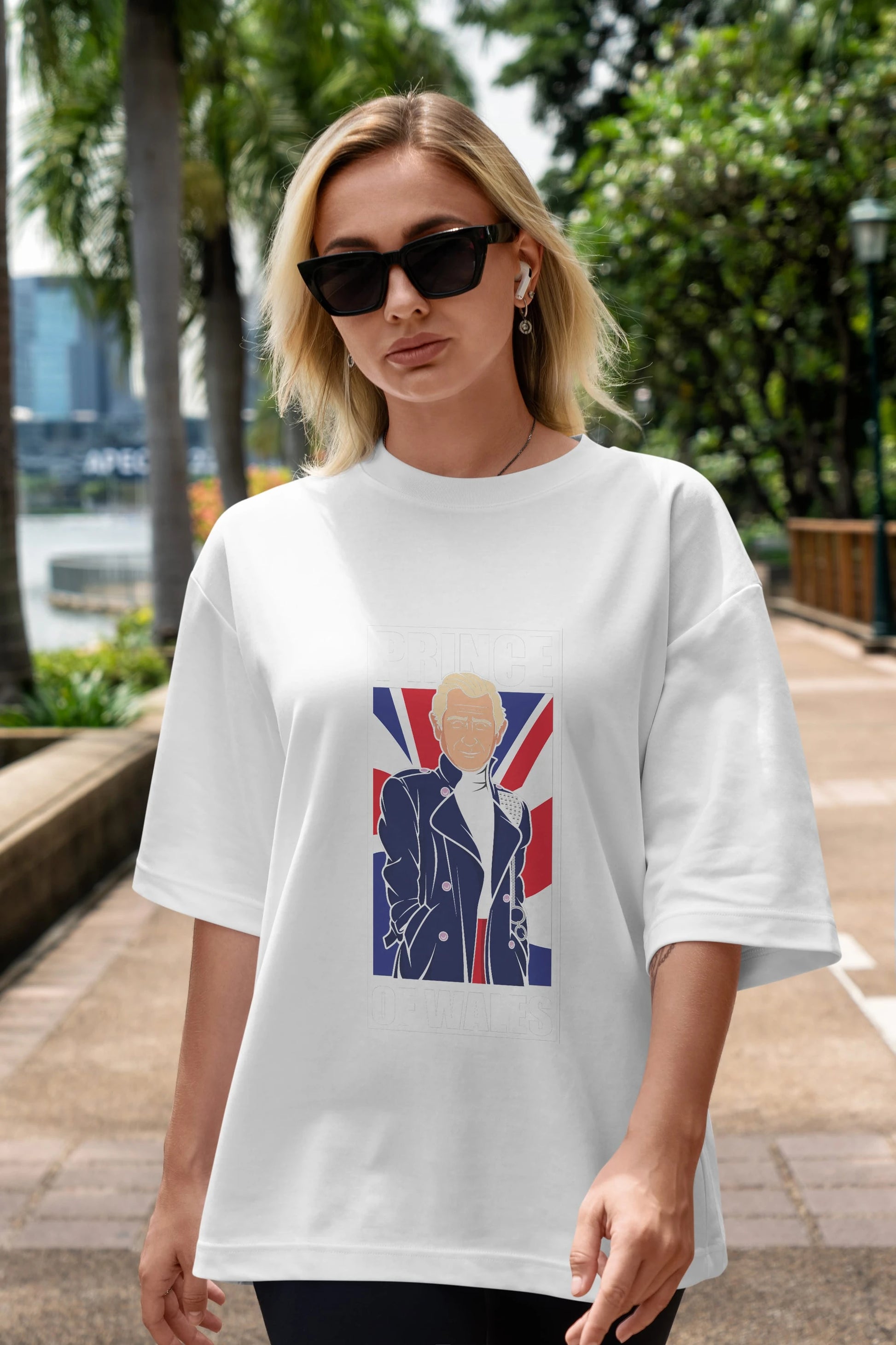 Prince Charles Ön Baskılı Oversize t-shirt Erkek Kadın Unisex %100 Pamuk tişort
