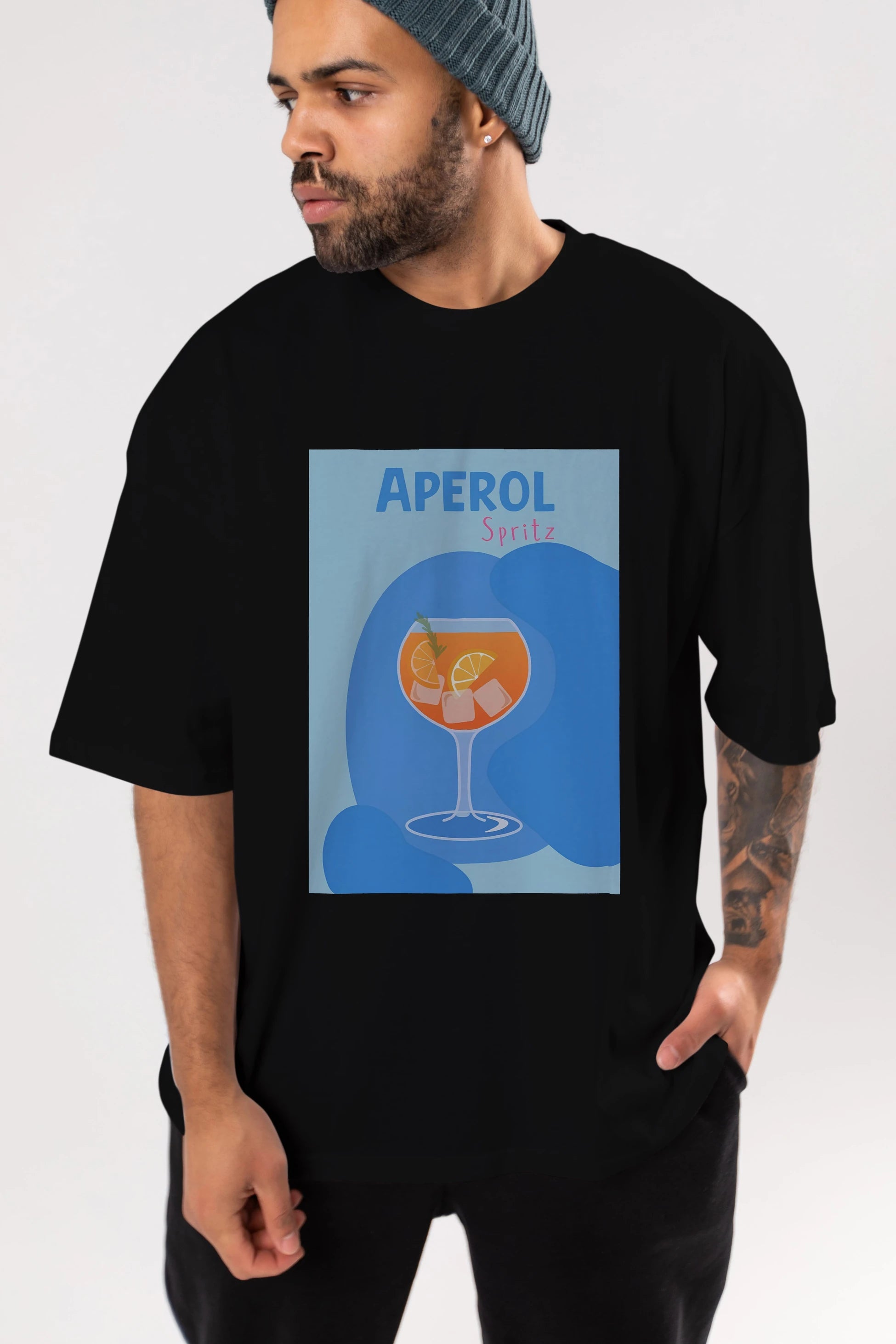 Aperol Spritz 10 Ön Baskılı Oversize t-shirt Erkek Kadın Unisex %100 Pamuk Bisiklet Yaka tişort