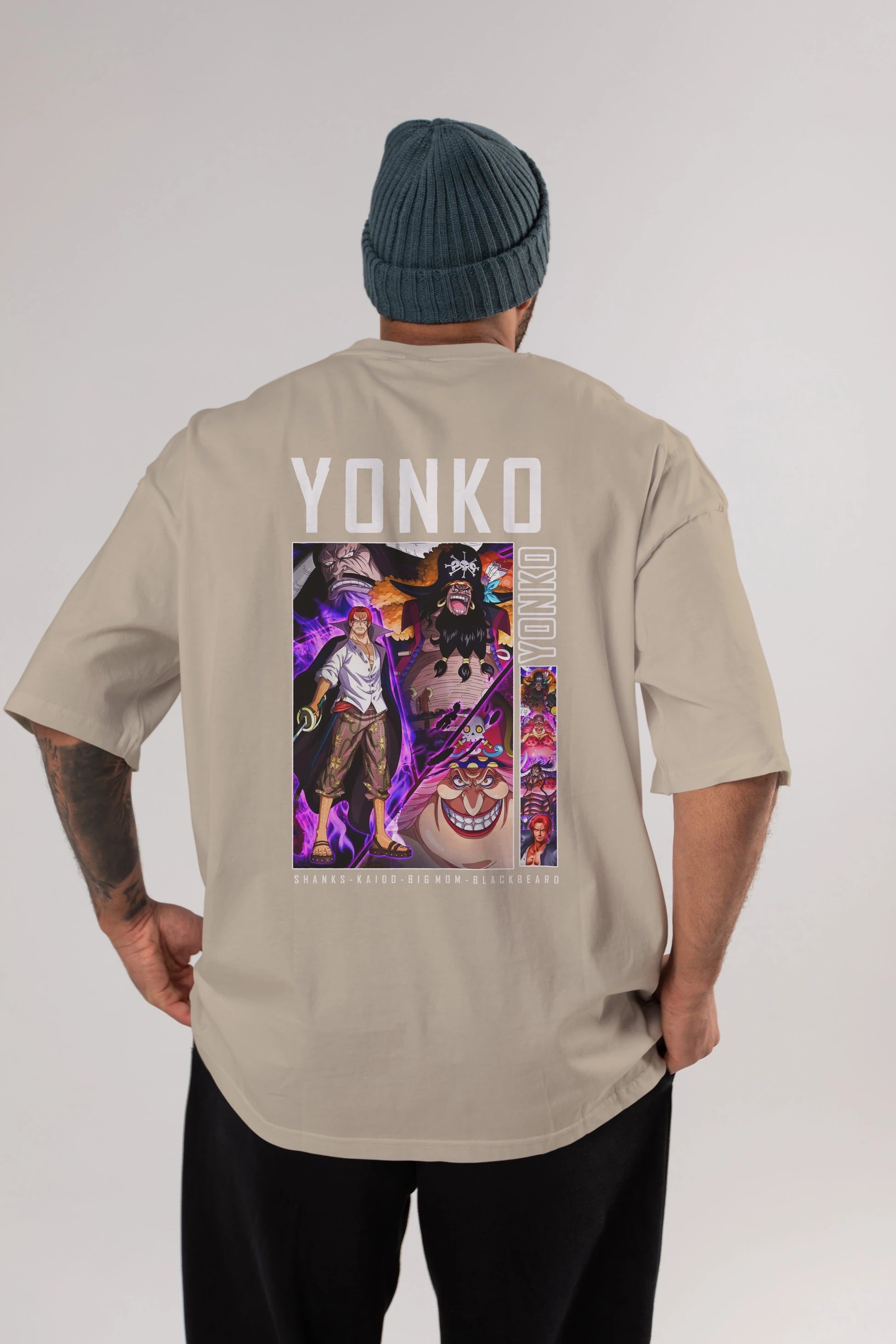 Yonko Anime Arka Baskılı Oversize t-shirt Erkek Kadın Unisex %100 pamuk tişort