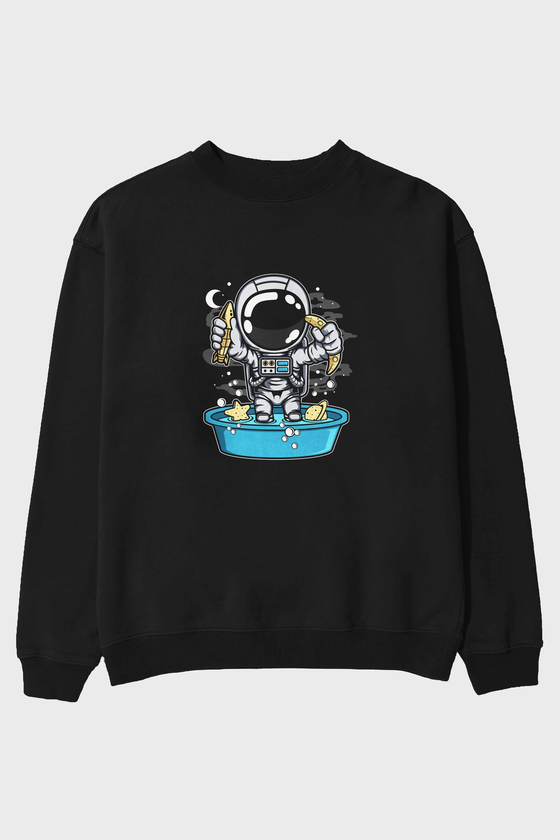 Astronaut Bath Tub Ön Baskılı Oversize Sweatshirt Erkek Kadın Unisex