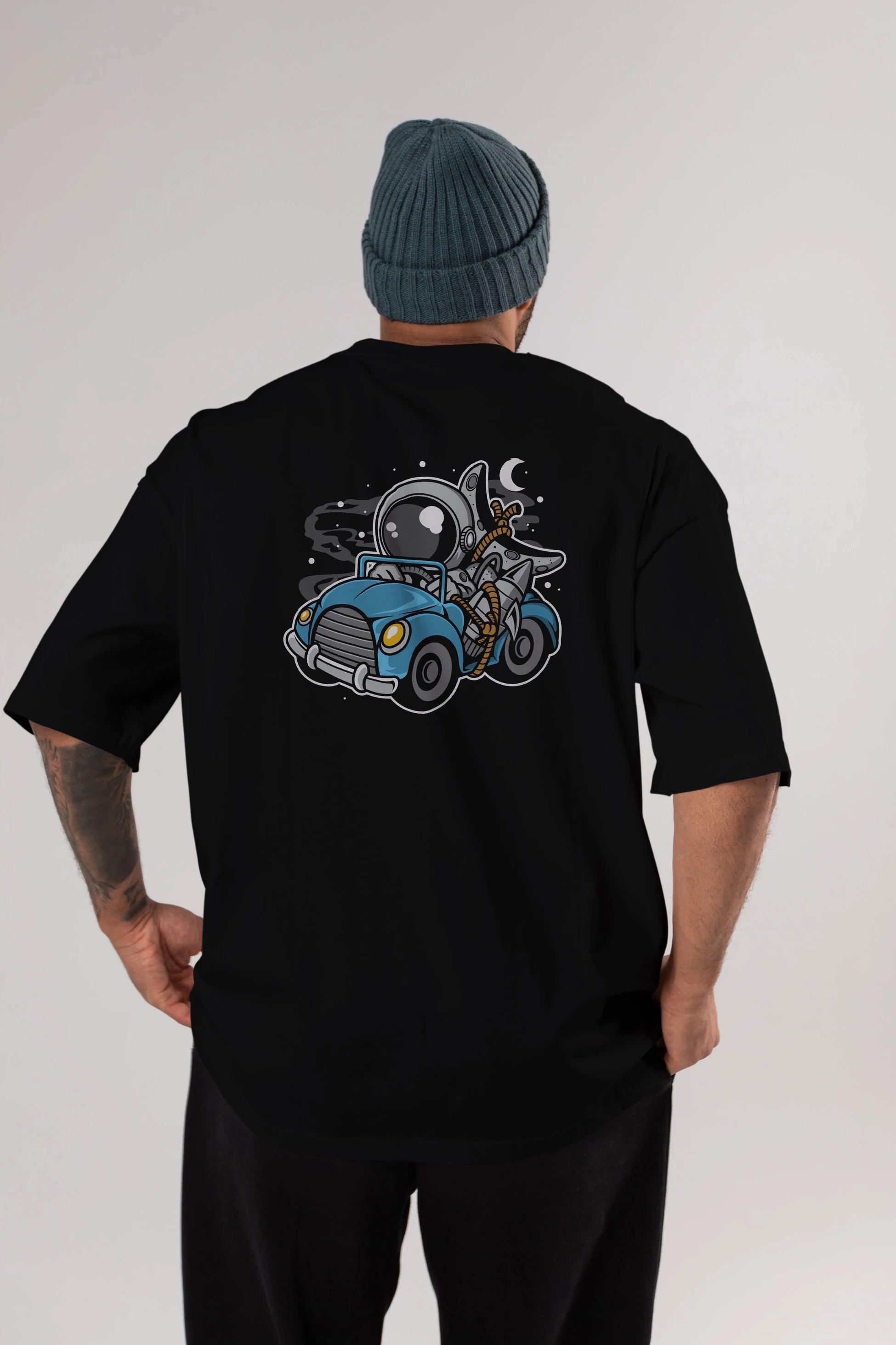 Astronaut Journey Arka Baskılı Oversize t-shirt Erkek Kadın Unisex