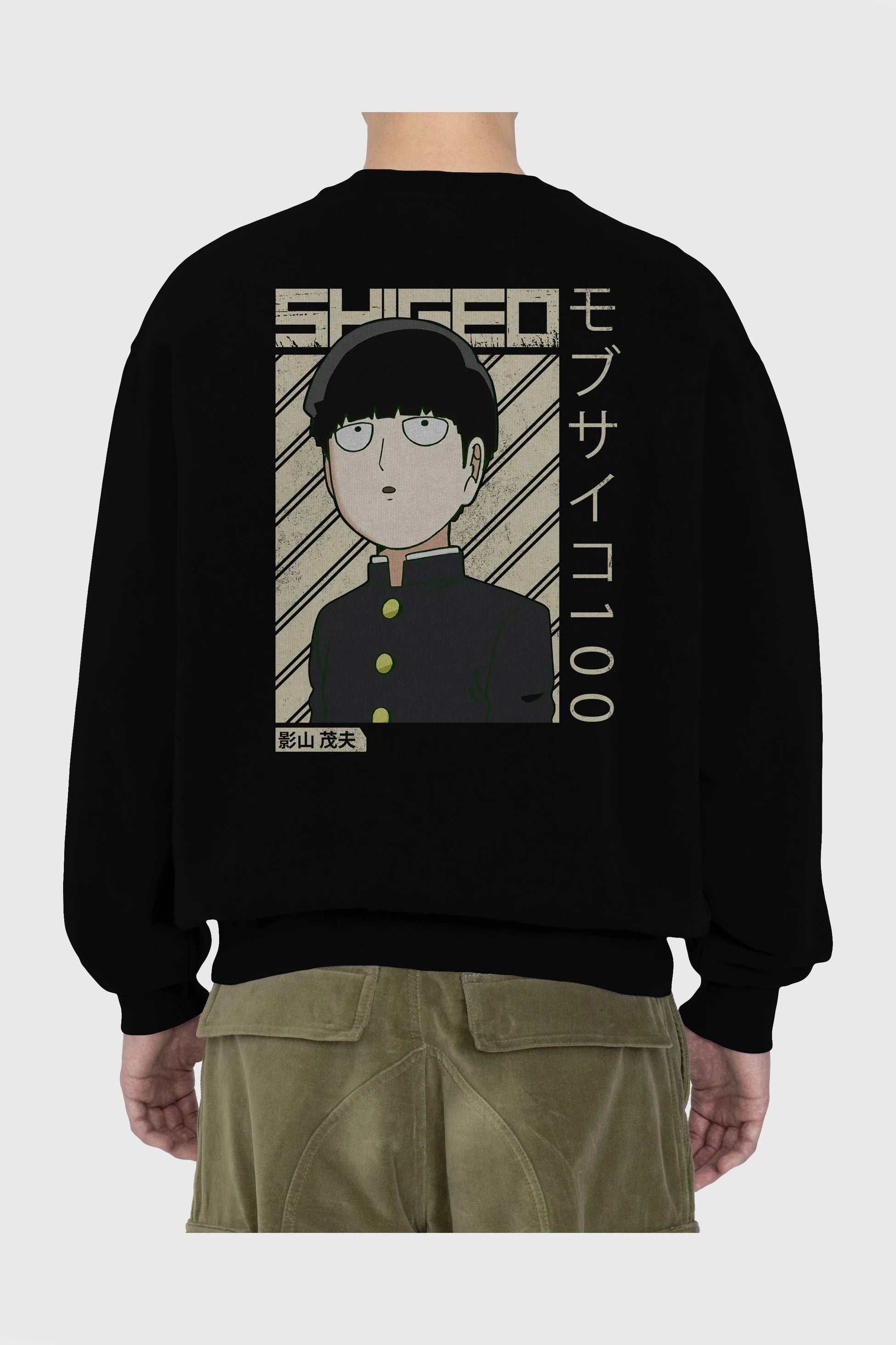 Shigeo Kageyama 2 Anime Arka Baskılı Oversize Sweatshirt Erkek Kadın Unisex