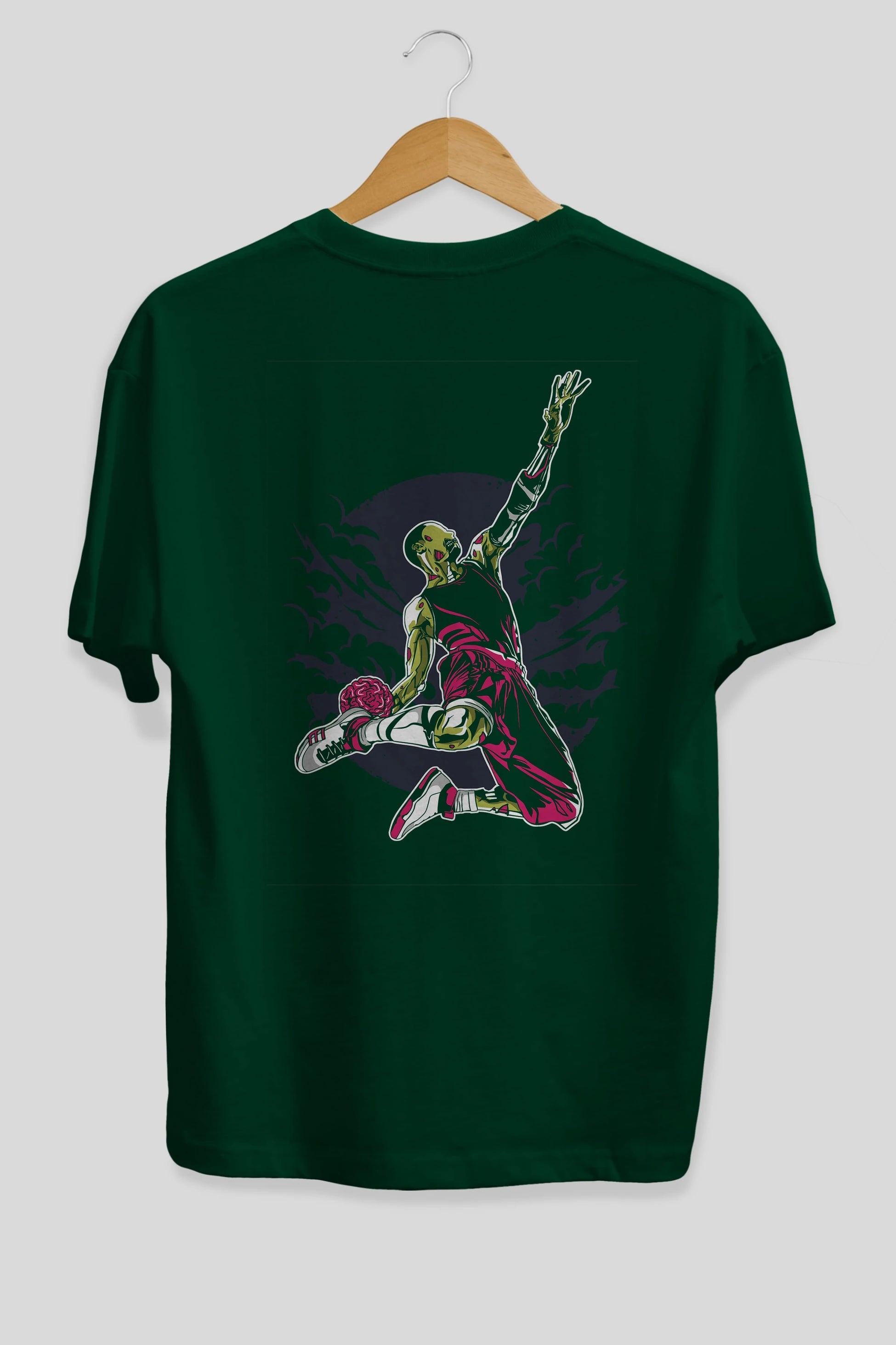 Zombie Slam Dunk Arka Baskılı Oversize t-shirt Erkek Kadın Unisex %100 Pamuk