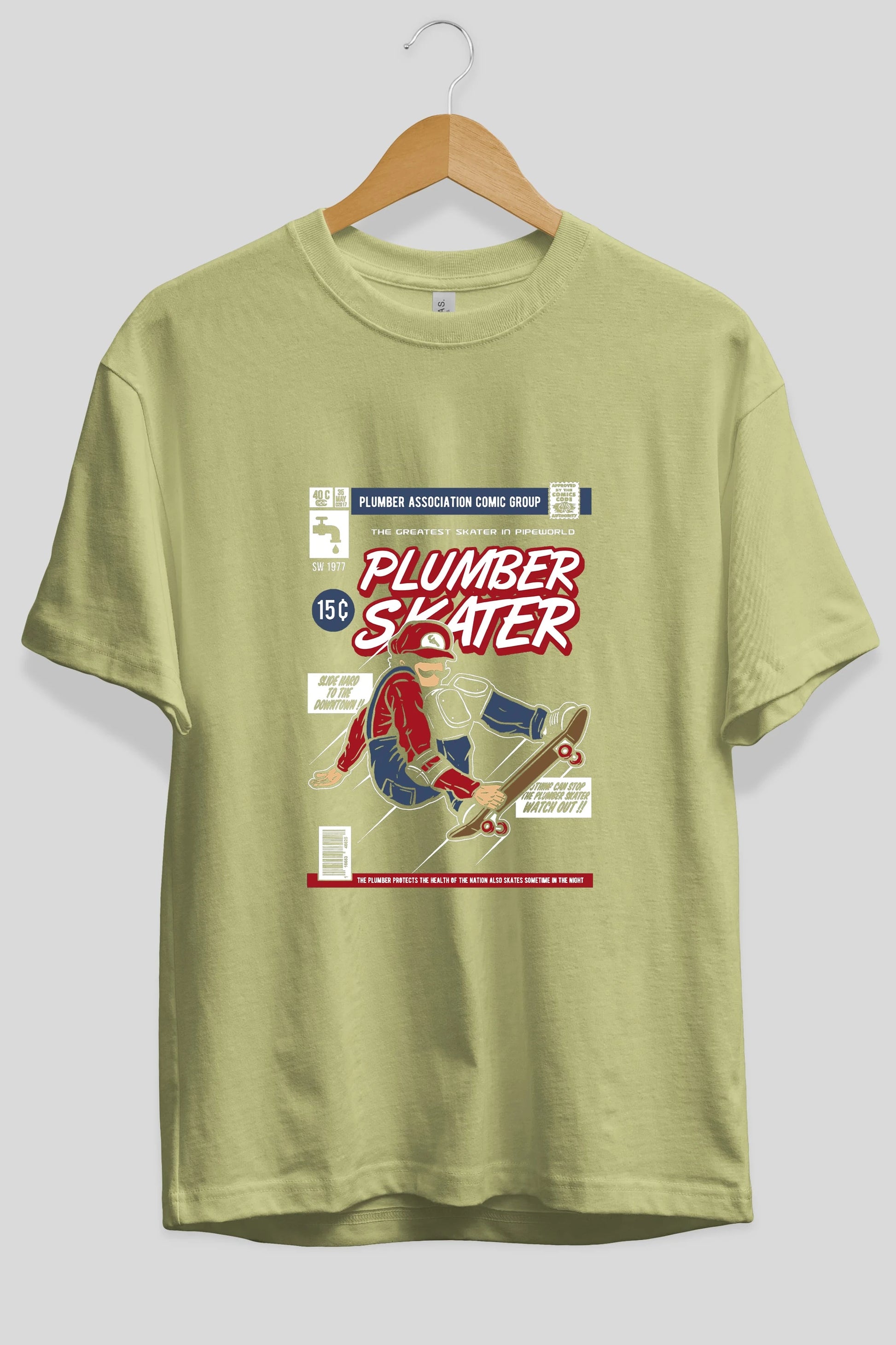 Plumber Skater Ön Baskılı Oversize t-shirt Erkek Kadın Unisex %100 Pamuk tişort