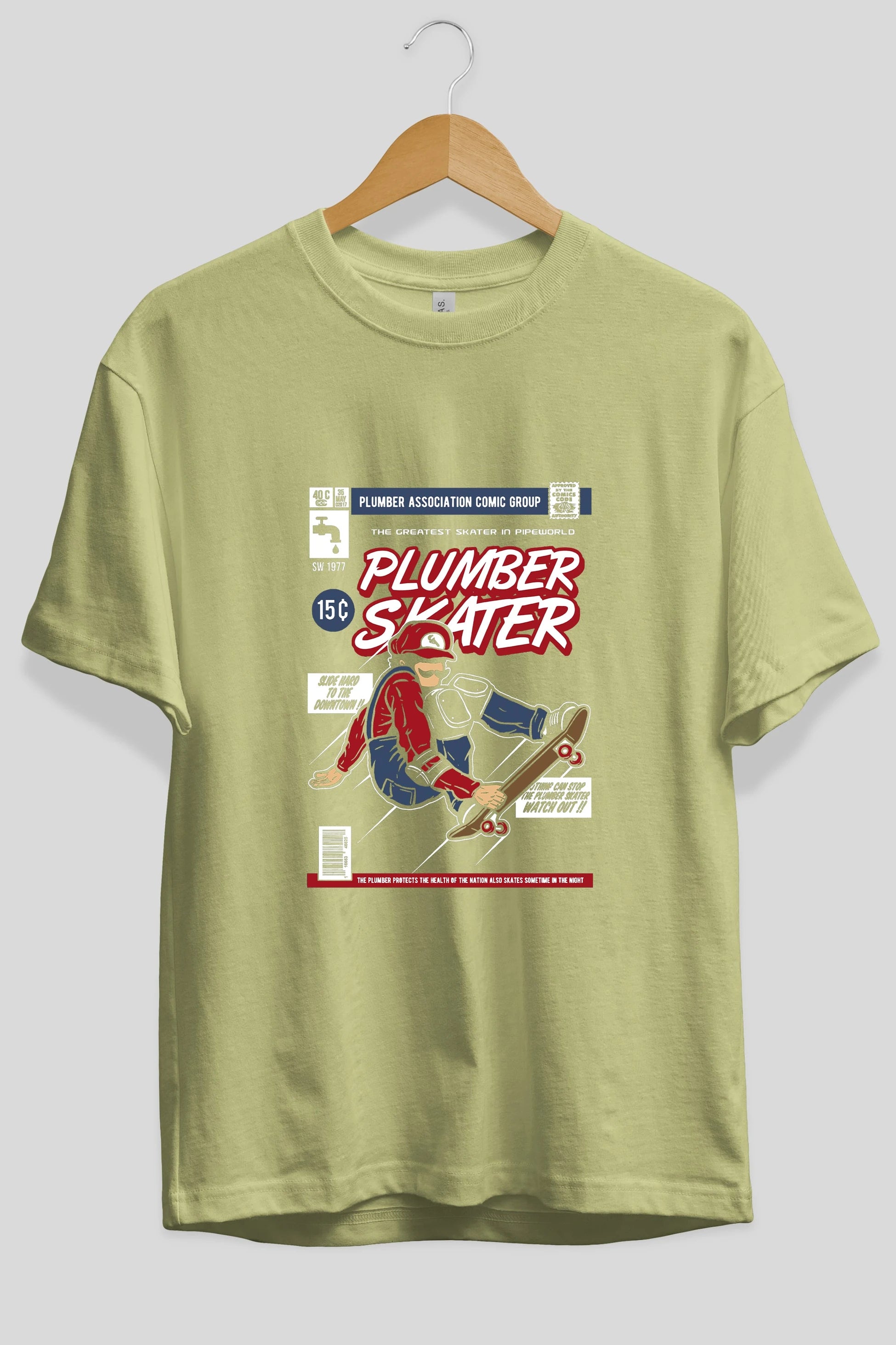 Plumber Skater Ön Baskılı Oversize t-shirt Erkek Kadın Unisex %100 Pamuk tişort