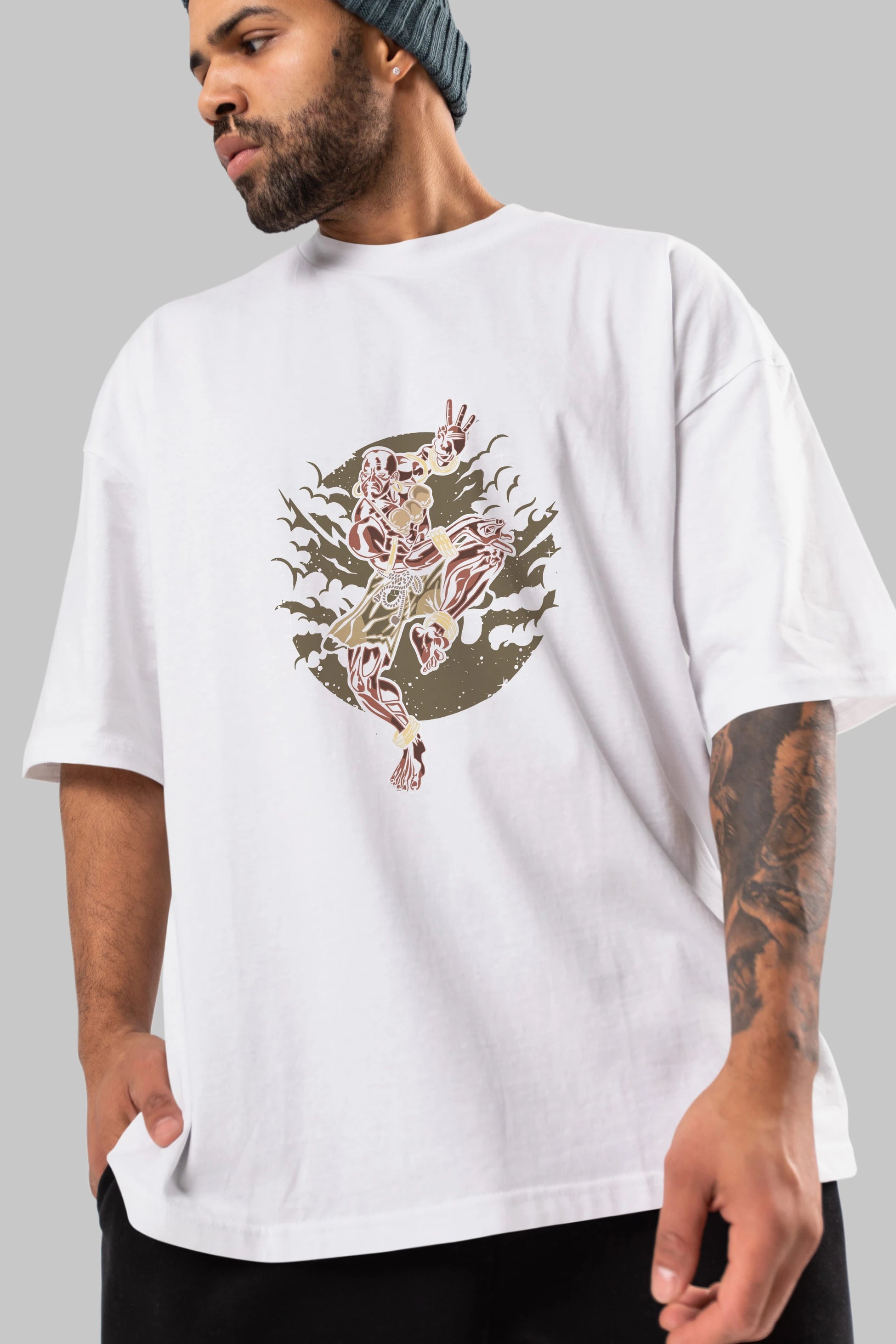 DHALSIM Ön Baskılı Oversize t-shirt Erkek Kadın Unisex %100 Pamuk tişort