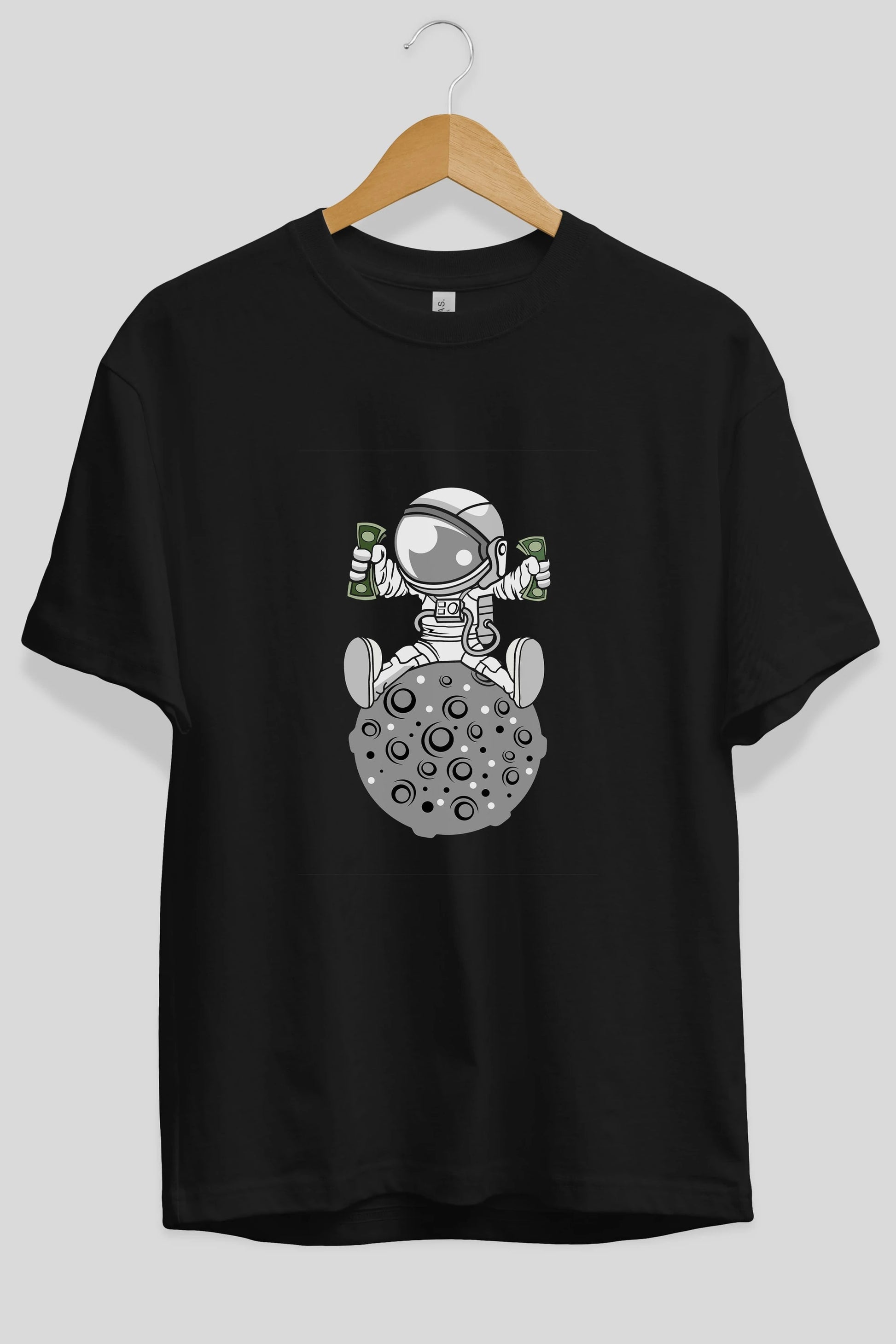 Astronaut Dollar Ön Baskılı Oversize t-shirt Erkek Kadın Unisex %100 Pamuk tişort