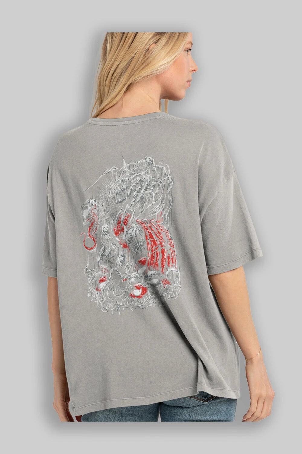 Venom (14) Arka Baskılı Oversize t-shirt Erkek Kadın Unisex %100 Pamuk Bisiklet Yaka tişort