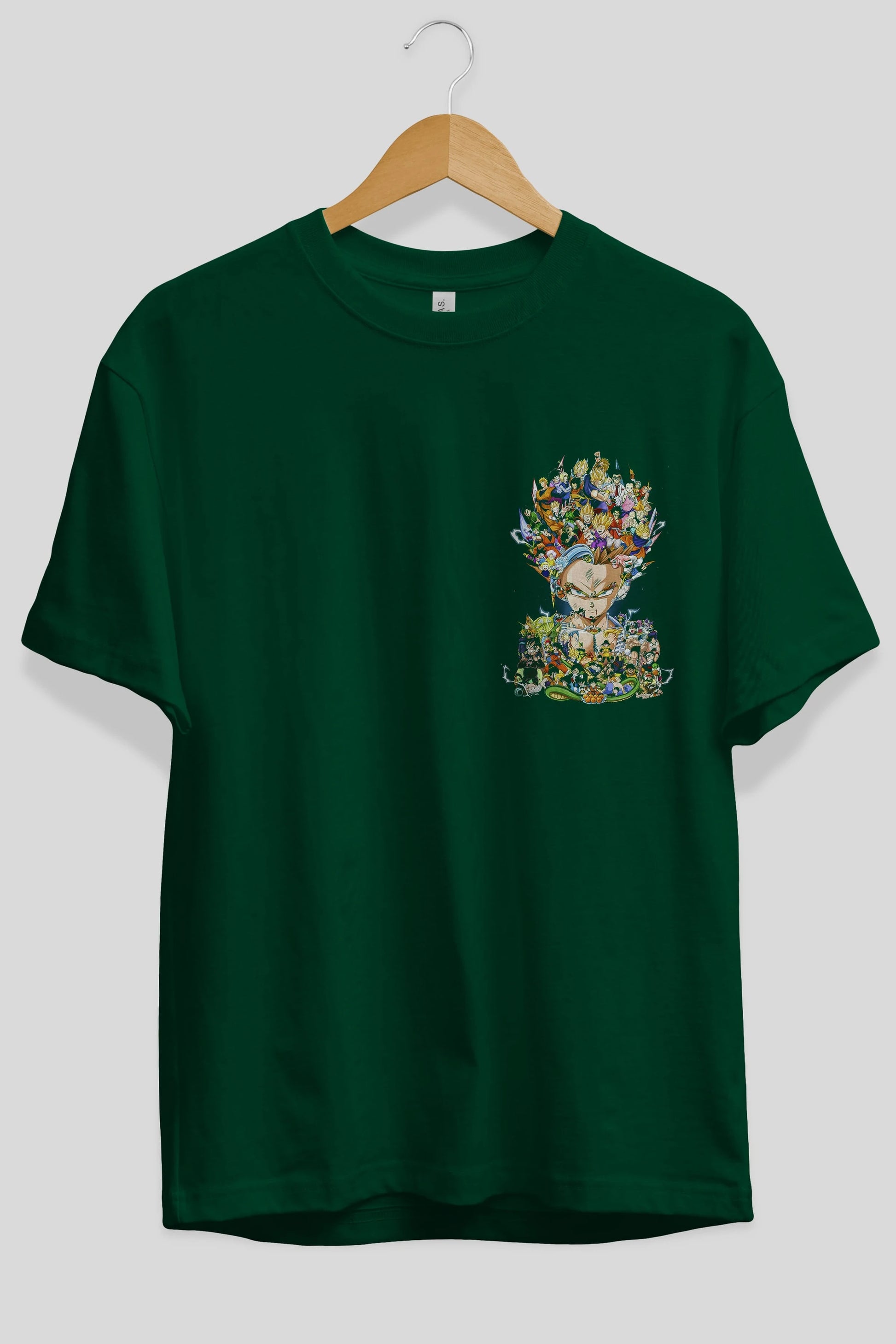 DRAGON BALL ART (2) Ön Sol Baskılı Oversize t-shirt Erkek Kadın Unisex %100 Pamuk Bisiklet Yaka tişort