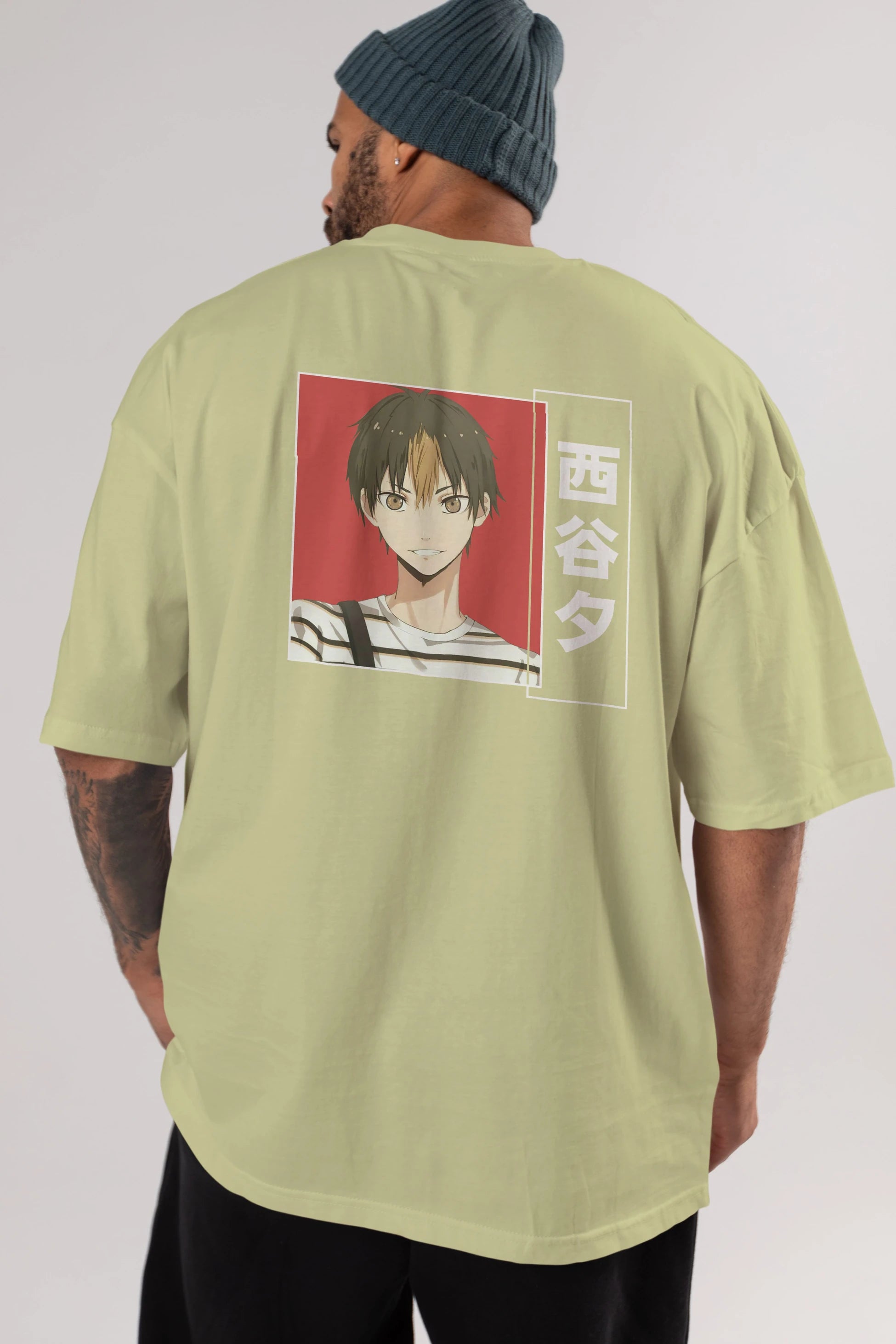 Yuu Nishinoya 1 Anime Arka Baskılı Oversize t-shirt Erkek Kadın Unisex