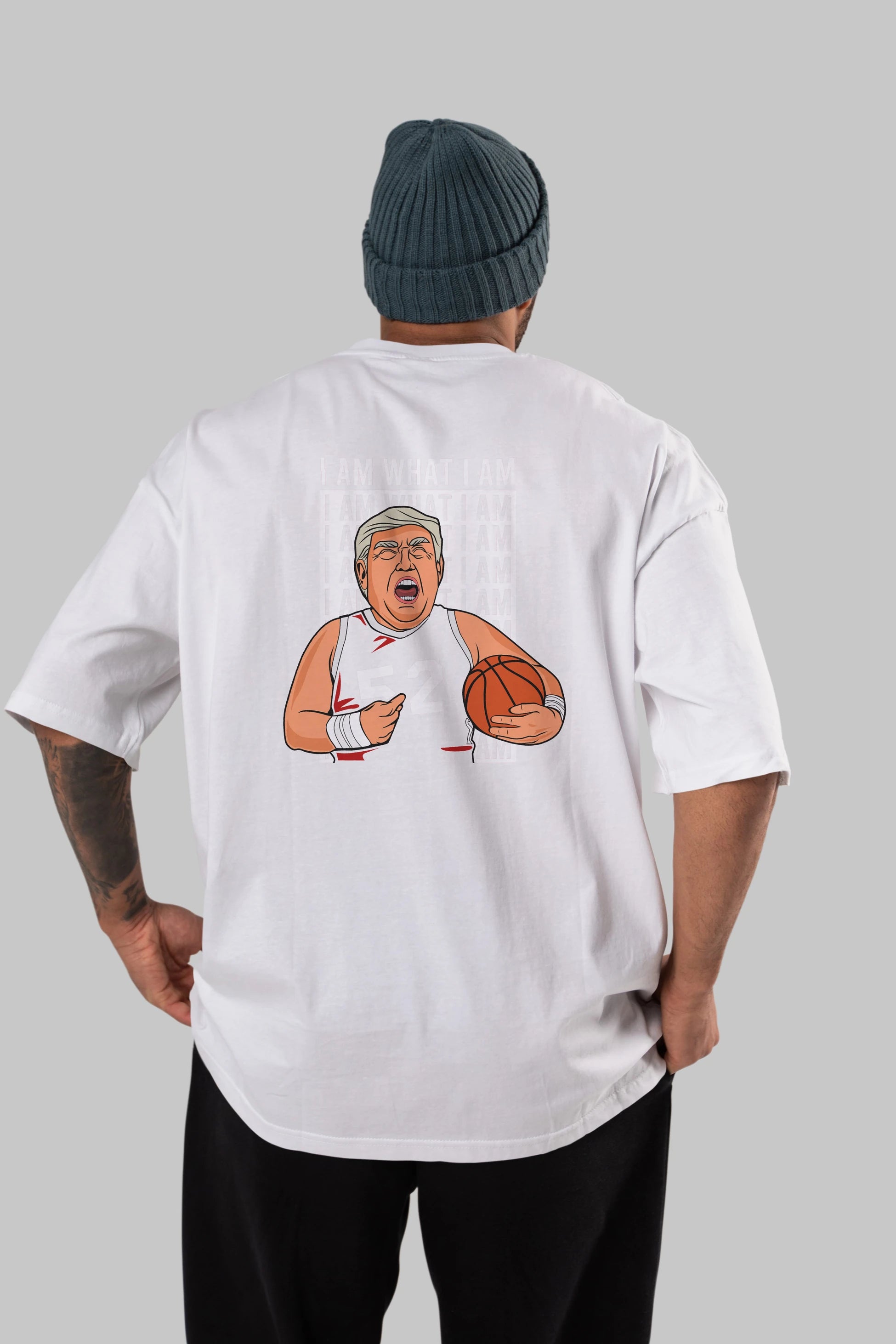 Trump Basketball Arka Baskılı Oversize t-shirt Erkek Kadın Unisex %100 Pamuk tişort
