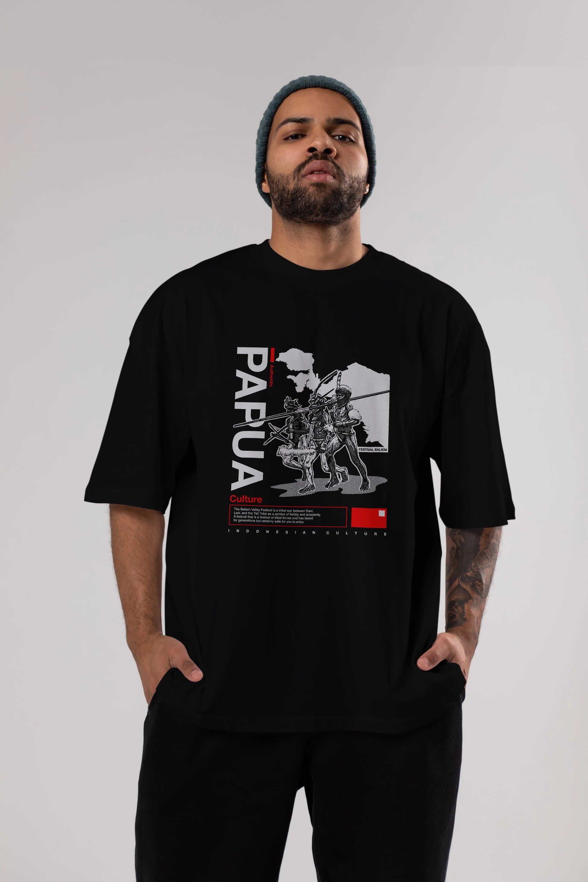 Papua Culture Ön Baskılı Oversize t-shirt Erkek Kadın Unisex