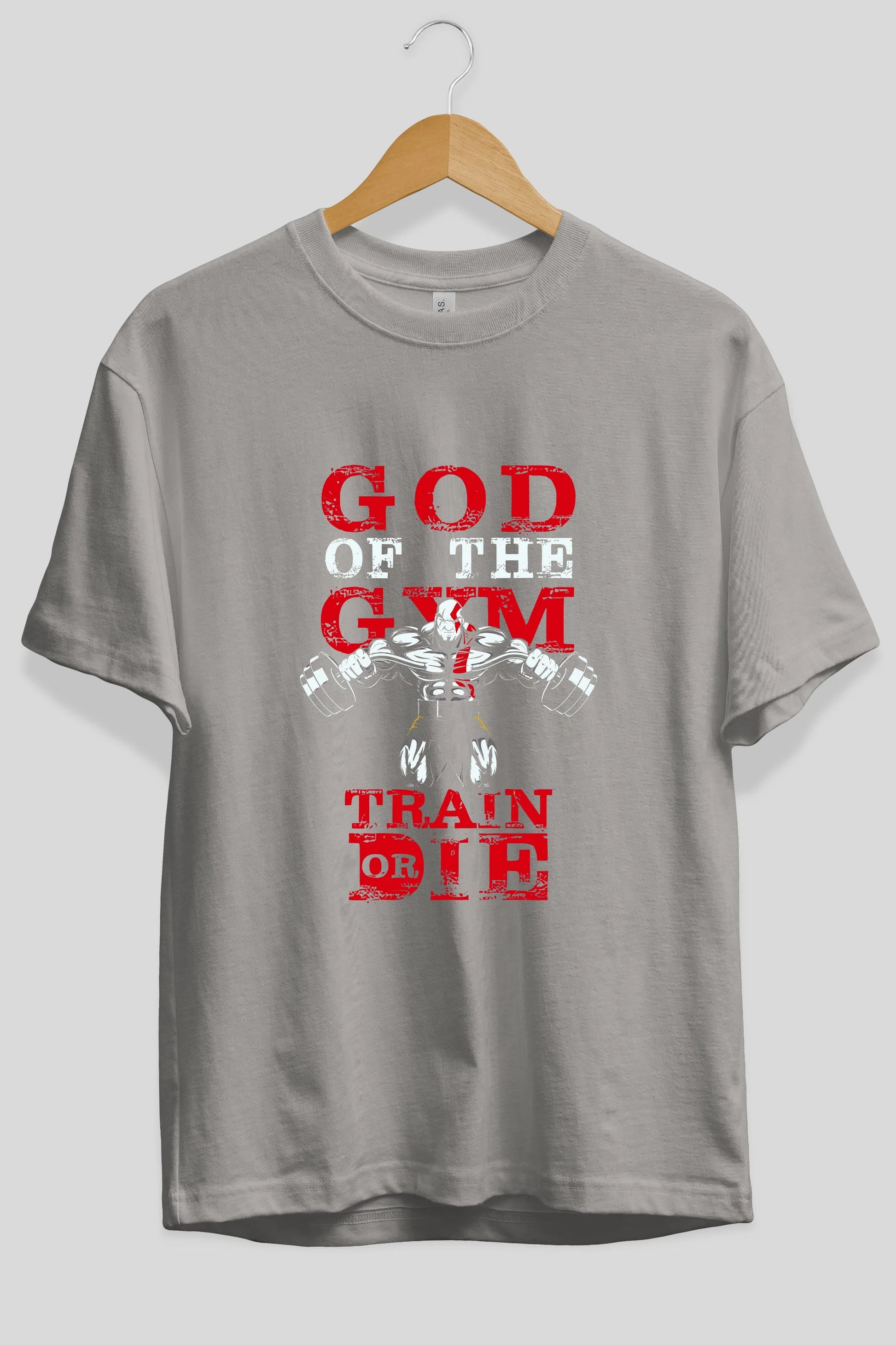 God of The GYM Ön Baskılı Oversize t-shirt Erkek Kadın Unisex %100 Pamuk Bisiklet Yaka tişort