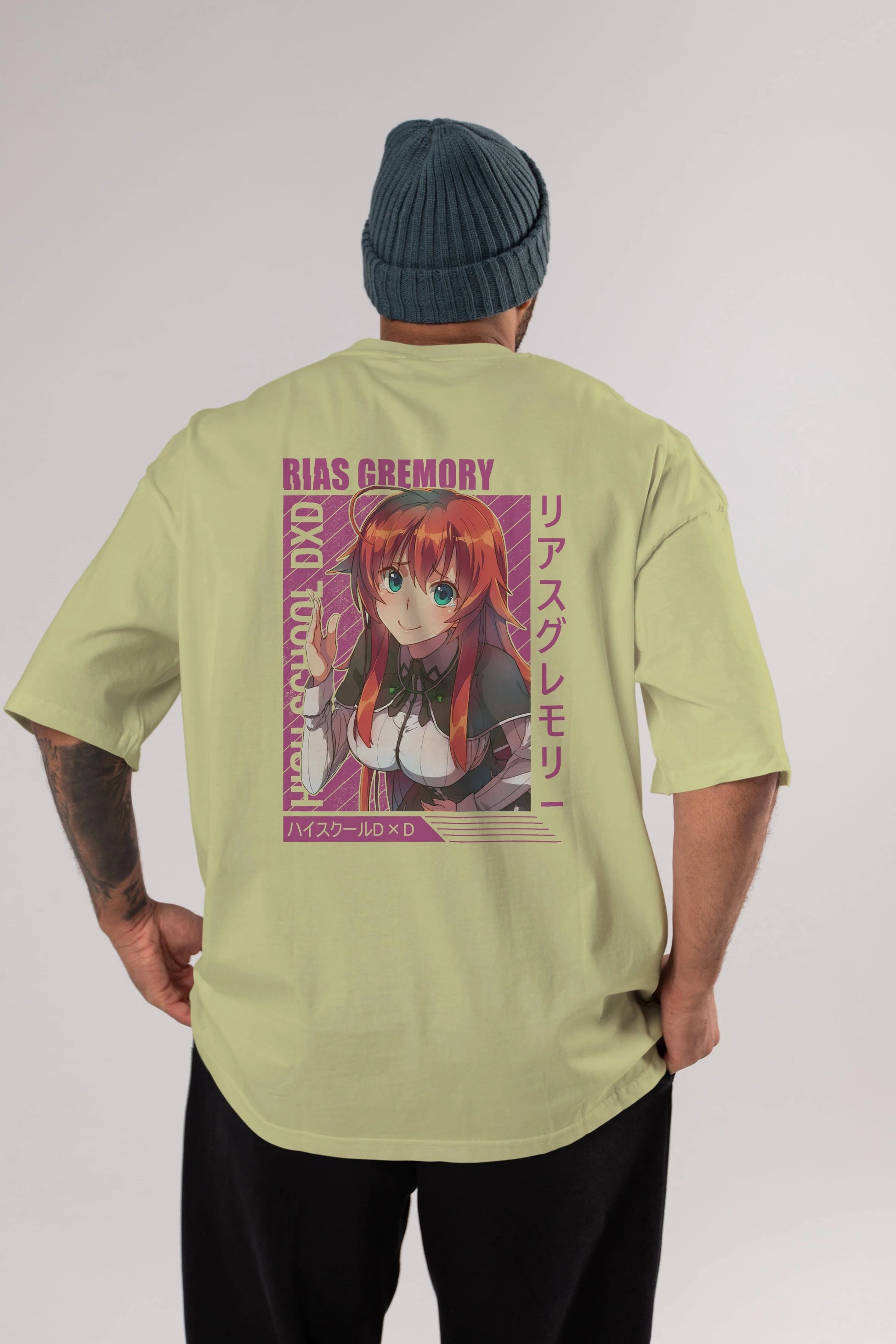 Rias Gremory 10 Anime Arka Baskılı Oversize t-shirt Erkek Kadın Unisex