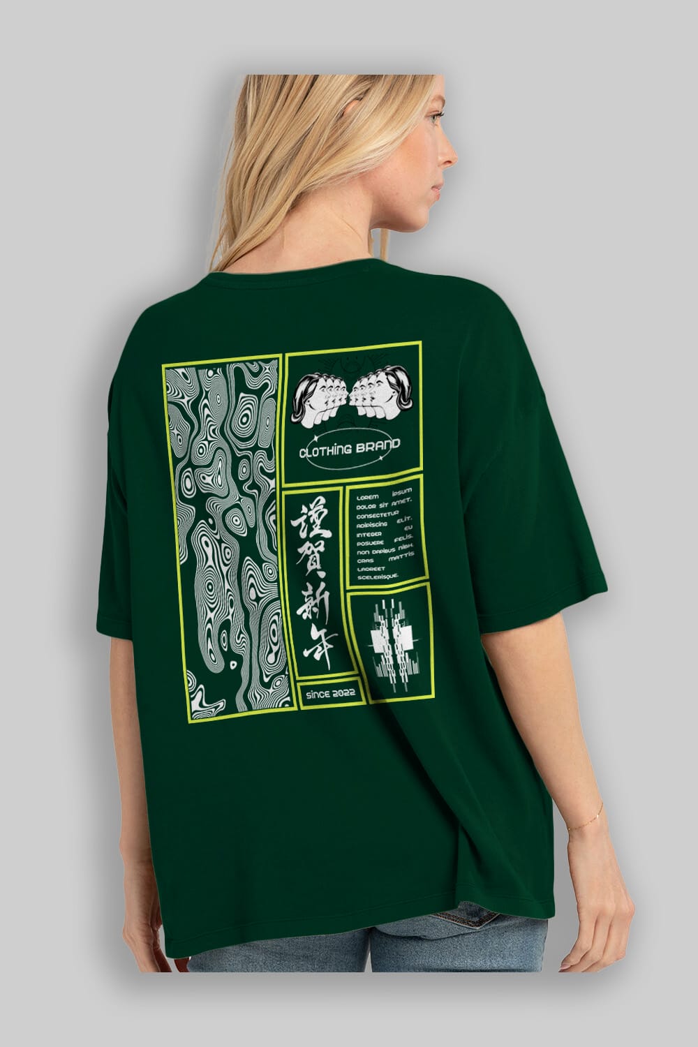 Neon Japanese Streetwear Arka Baskılı Oversize t-shirt Erkek Kadın Unisex